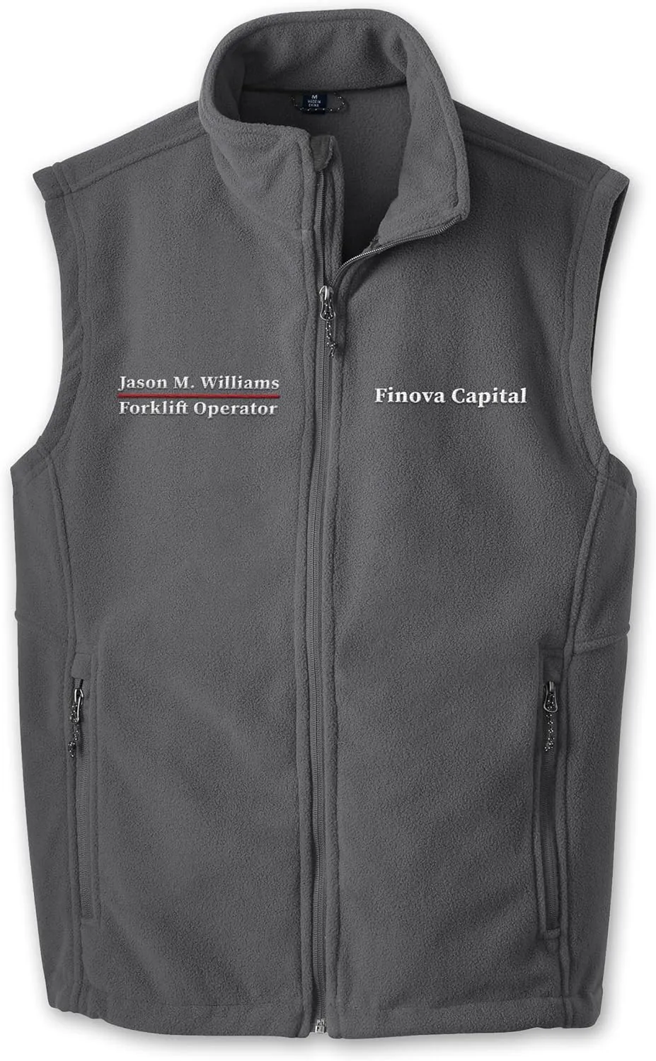 TEEAMORE Custom Embroidered Fleece Vest for Men Add Your Text Personalized Embroidery Zip Up Sleeveless Vest