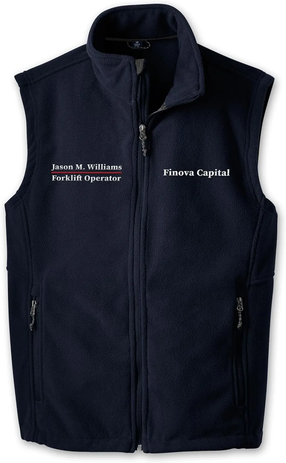 TEEAMORE Custom Embroidered Fleece Vest for Men Add Your Text Personalized Embroidery Zip Up Sleeveless Vest