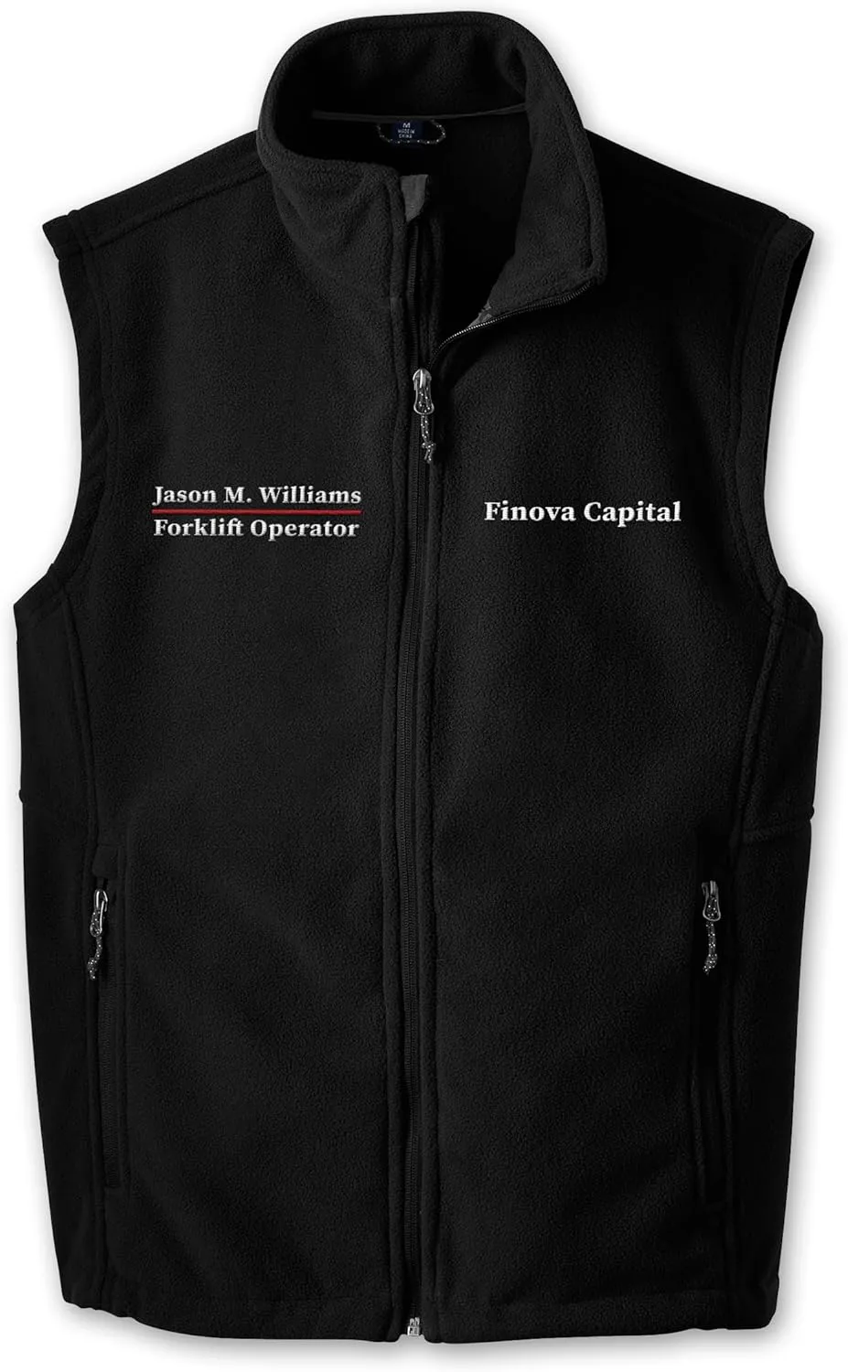 TEEAMORE Custom Embroidered Fleece Vest for Men Add Your Text Personalized Embroidery Zip Up Sleeveless Vest