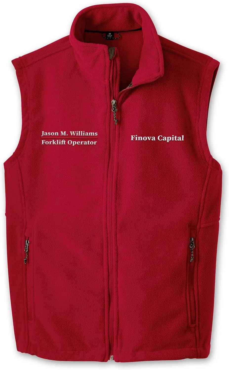 TEEAMORE Custom Embroidered Fleece Vest for Men Add Your Text Personalized Embroidery Zip Up Sleeveless Vest