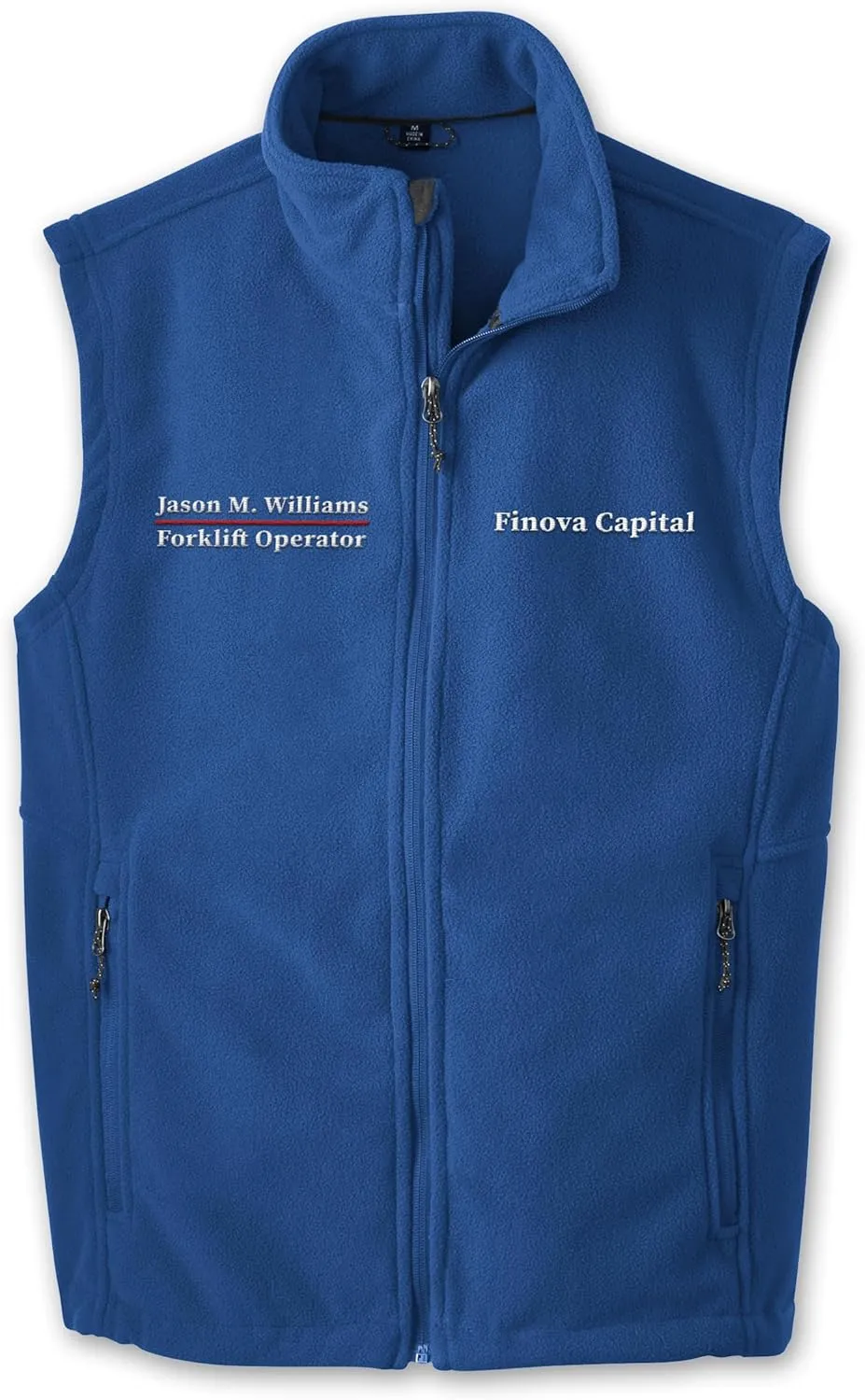TEEAMORE Custom Embroidered Fleece Vest for Men Add Your Text Personalized Embroidery Zip Up Sleeveless Vest