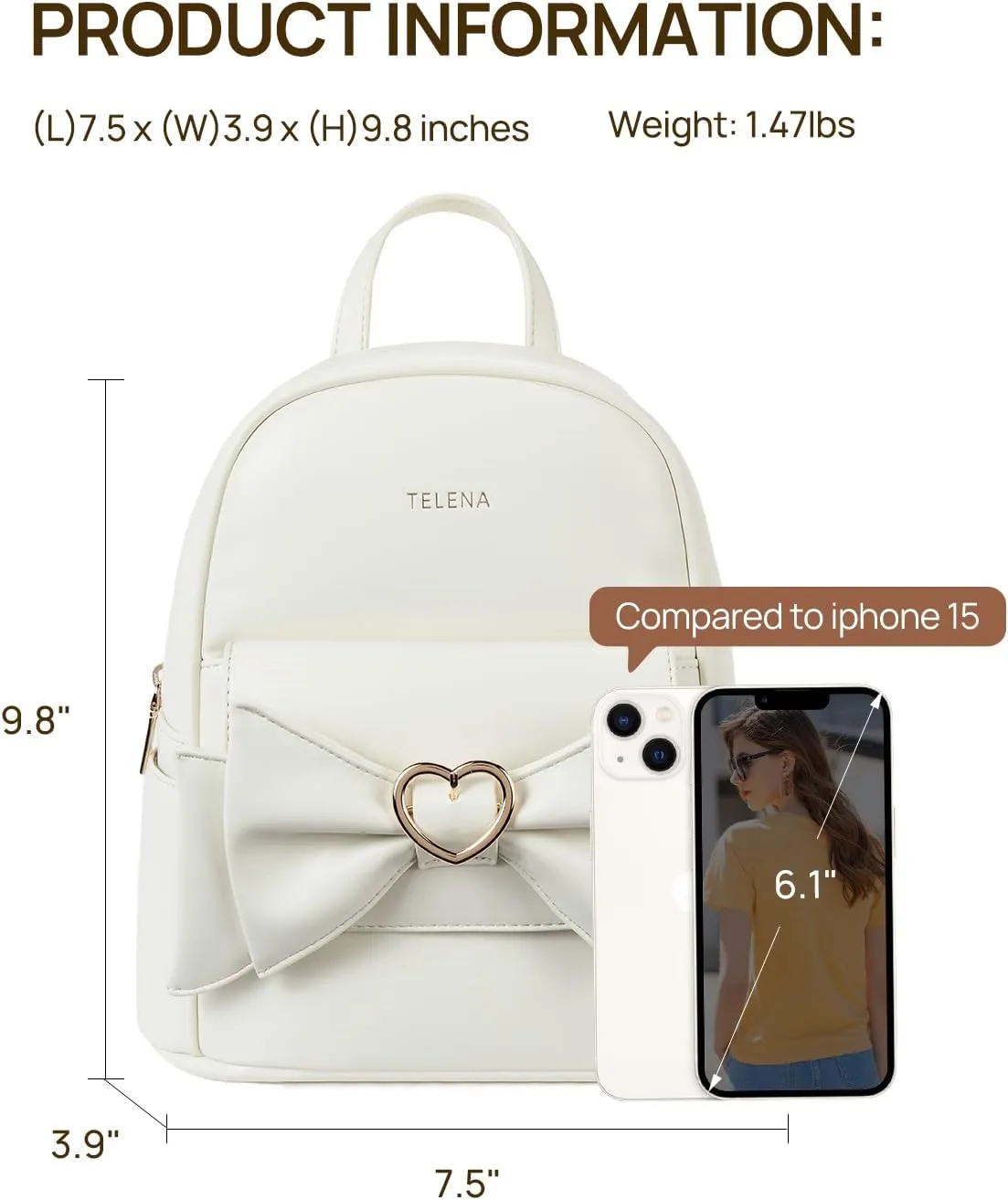 Telena Small Backpack Purse for Women Girls Cute Mini Leather Backpack Travel Shoulder Bags
