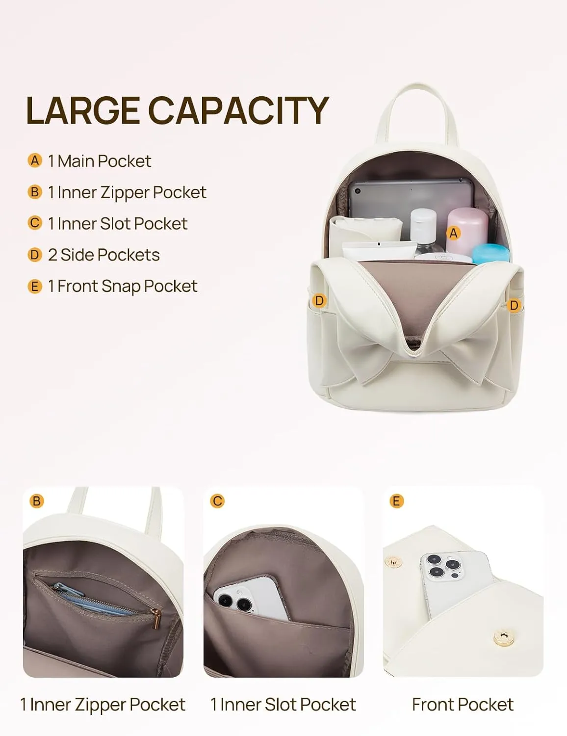 Telena Small Backpack Purse for Women Girls Cute Mini Leather Backpack Travel Shoulder Bags