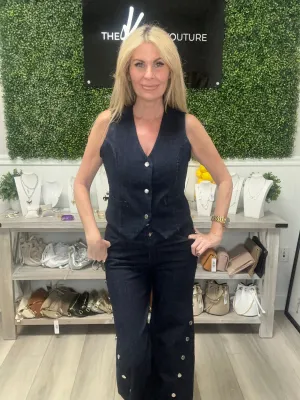 The Cynthia Denim Vest Set