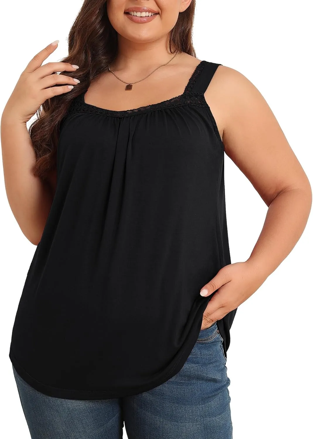 TIANZHU Plus Size Tank Tops for Women Sleeveless Loose Fit Camisole Summer Lace Cute Outfits XL-5XL
