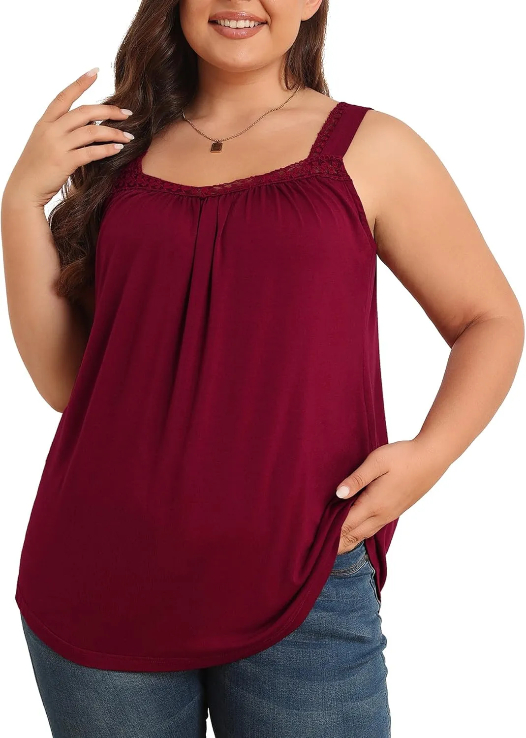 TIANZHU Plus Size Tank Tops for Women Sleeveless Loose Fit Camisole Summer Lace Cute Outfits XL-5XL