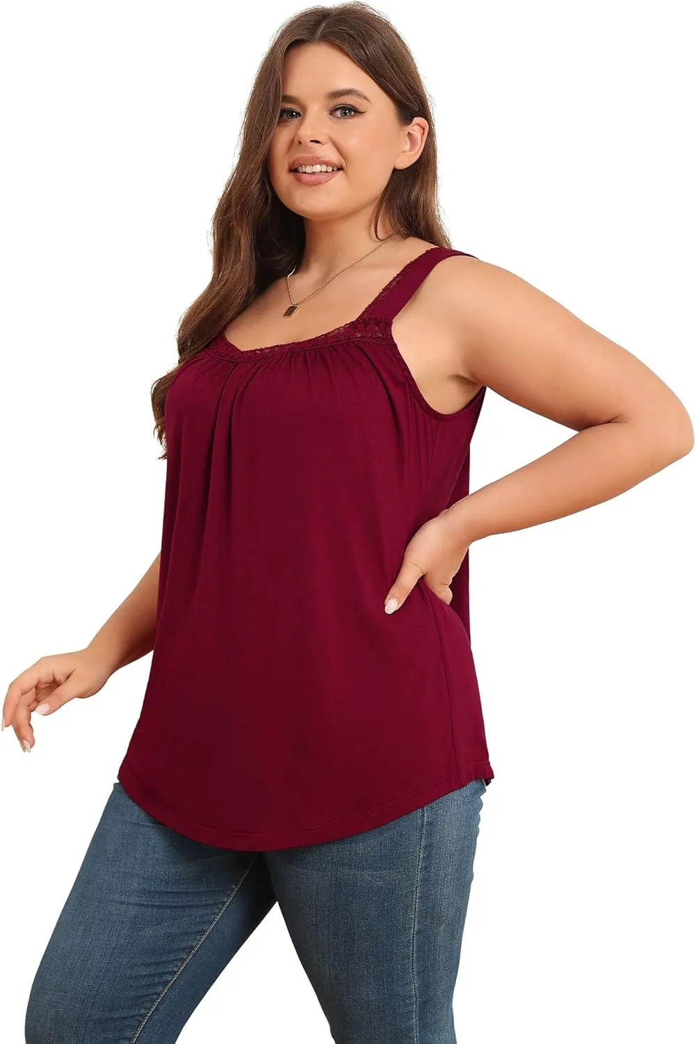 TIANZHU Plus Size Tank Tops for Women Sleeveless Loose Fit Camisole Summer Lace Cute Outfits XL-5XL