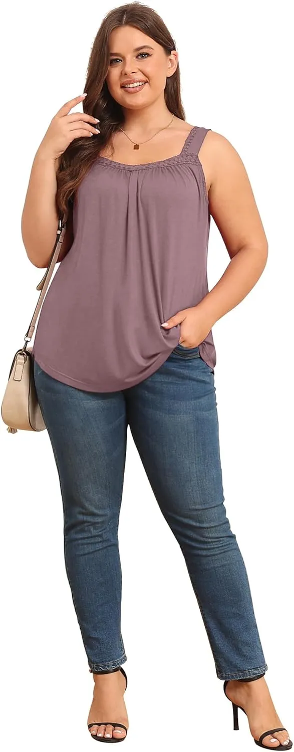 TIANZHU Plus Size Tank Tops for Women Sleeveless Loose Fit Camisole Summer Lace Cute Outfits XL-5XL