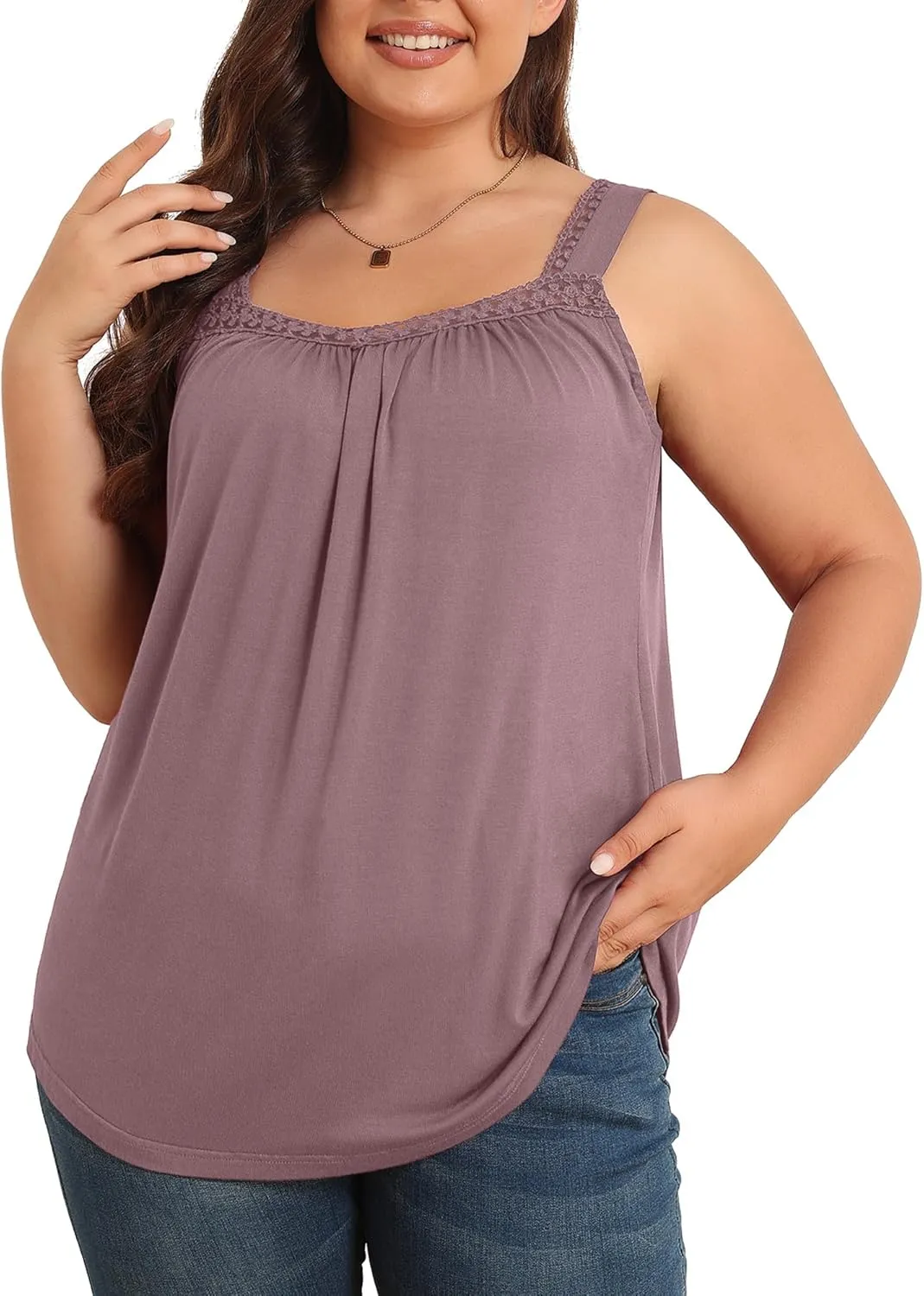 TIANZHU Plus Size Tank Tops for Women Sleeveless Loose Fit Camisole Summer Lace Cute Outfits XL-5XL