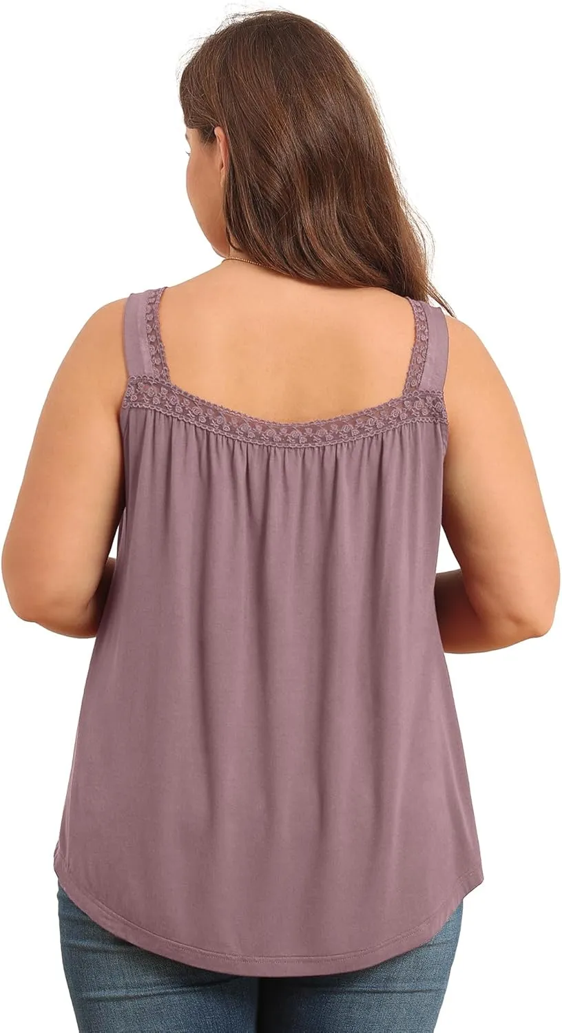TIANZHU Plus Size Tank Tops for Women Sleeveless Loose Fit Camisole Summer Lace Cute Outfits XL-5XL