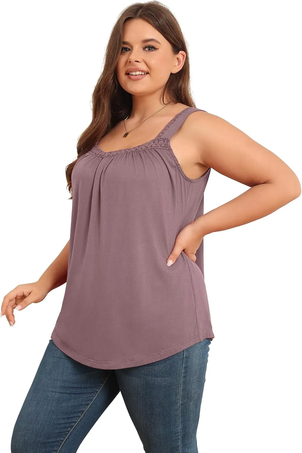 TIANZHU Plus Size Tank Tops for Women Sleeveless Loose Fit Camisole Summer Lace Cute Outfits XL-5XL