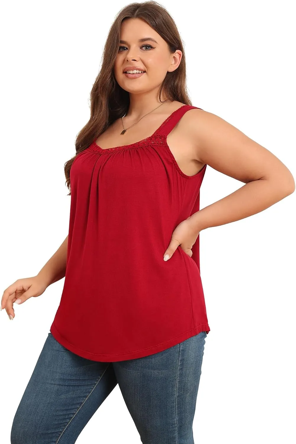 TIANZHU Plus Size Tank Tops for Women Sleeveless Loose Fit Camisole Summer Lace Cute Outfits XL-5XL