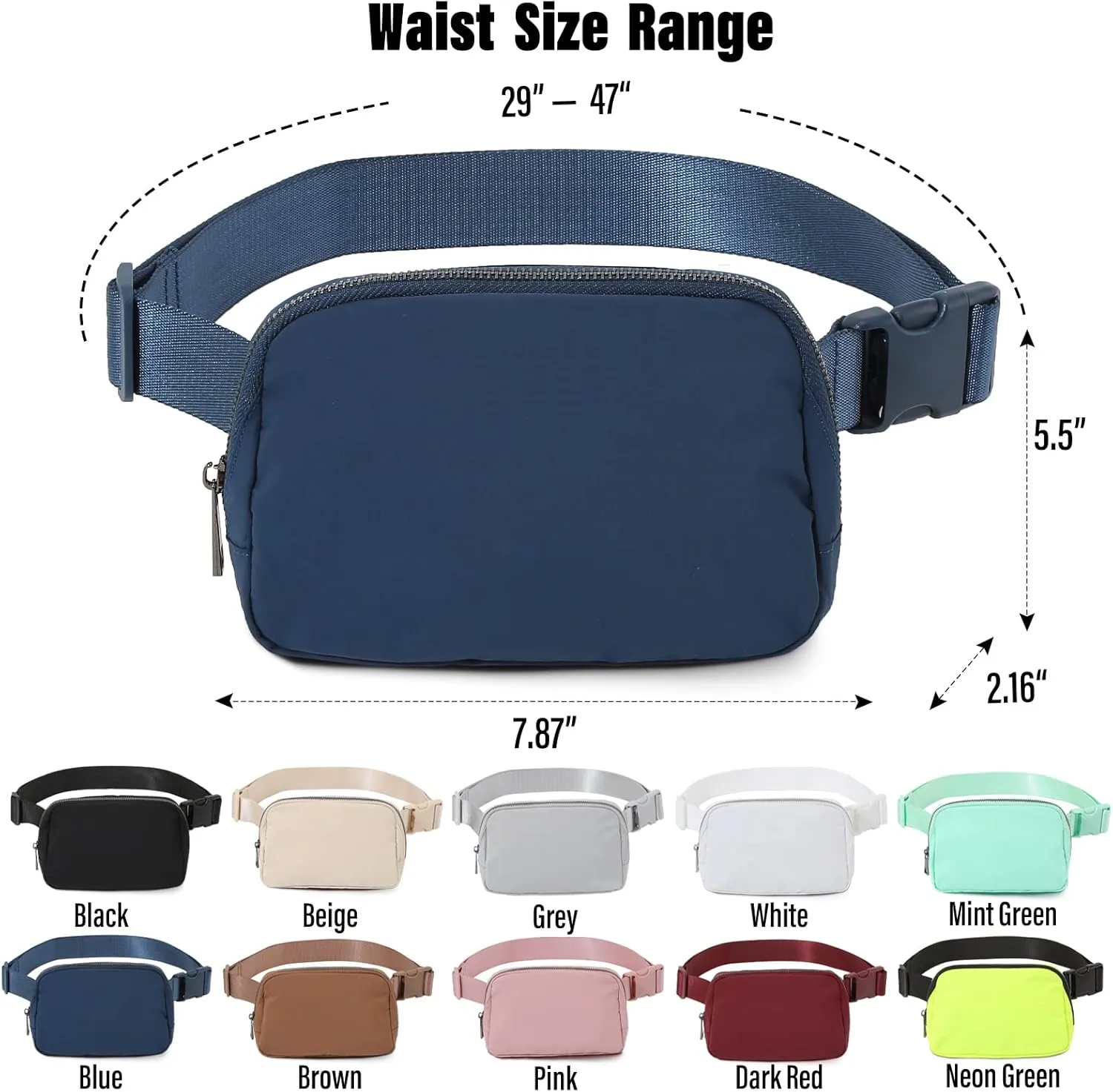 TOBVZOO Belt Bag Fanny Pack Crossbody Bags for Women Men, Everywhere Belt Bags with Adjustable Strap, Unisex Mini Fashion Waist Packs (Blue)