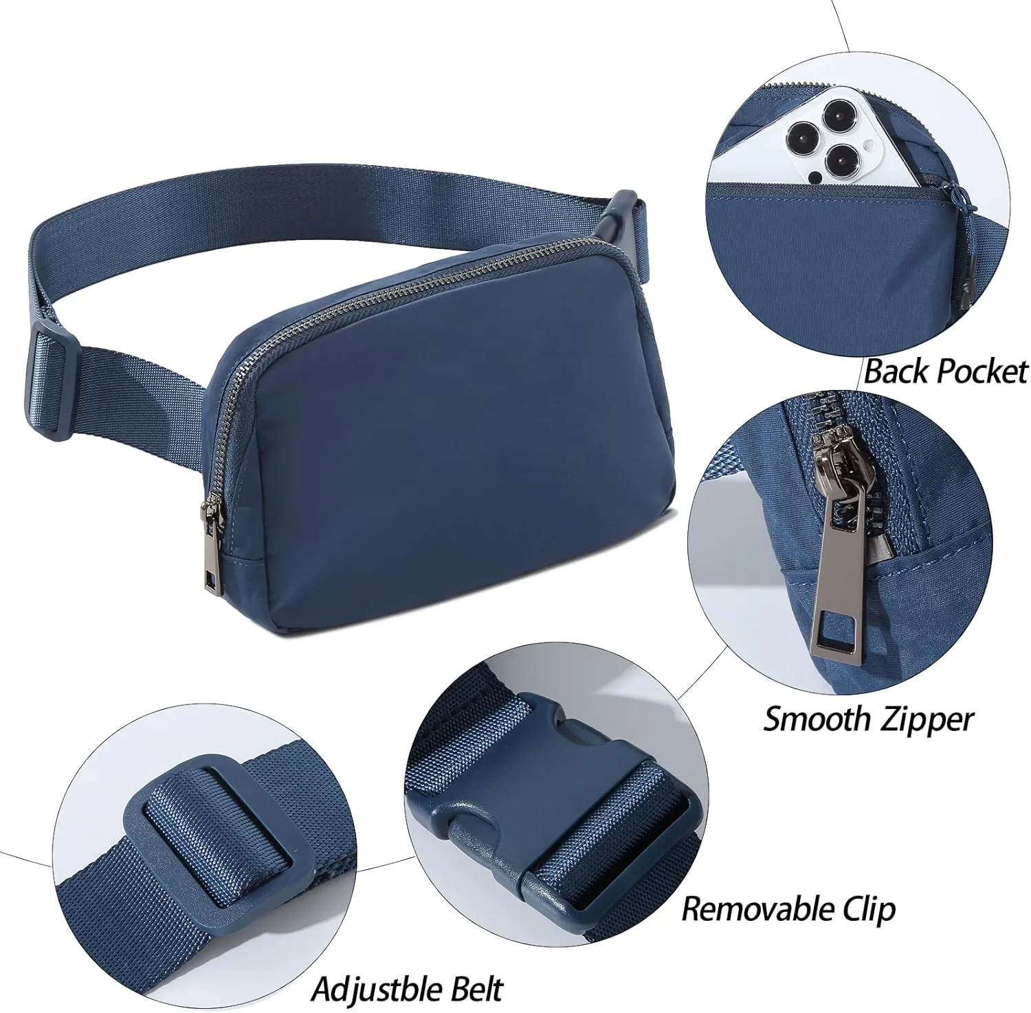 TOBVZOO Belt Bag Fanny Pack Crossbody Bags for Women Men, Everywhere Belt Bags with Adjustable Strap, Unisex Mini Fashion Waist Packs (Blue)