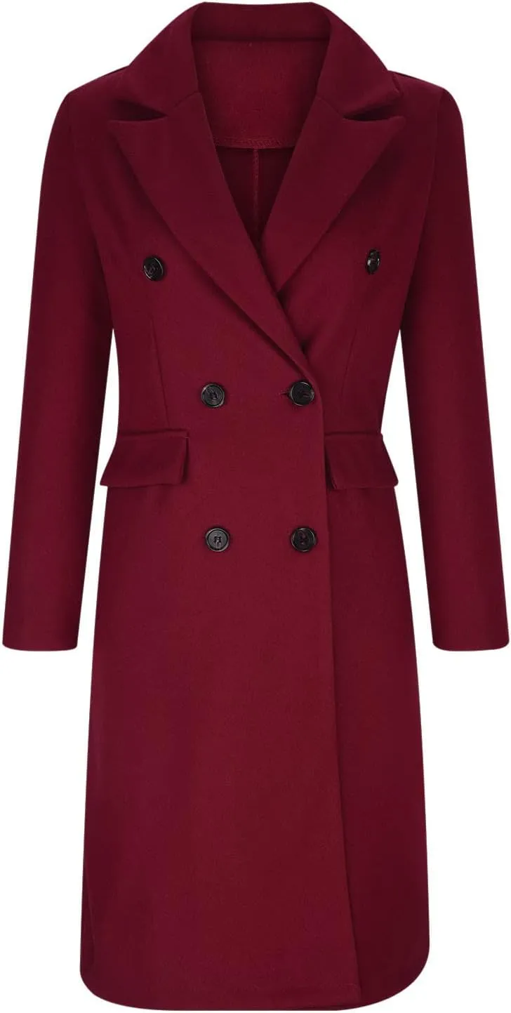 Trench Coat Women Winter Warm Wool Blend Camel Peacoat Elegant Notched Collar Double Breasted Over Coat Outwear