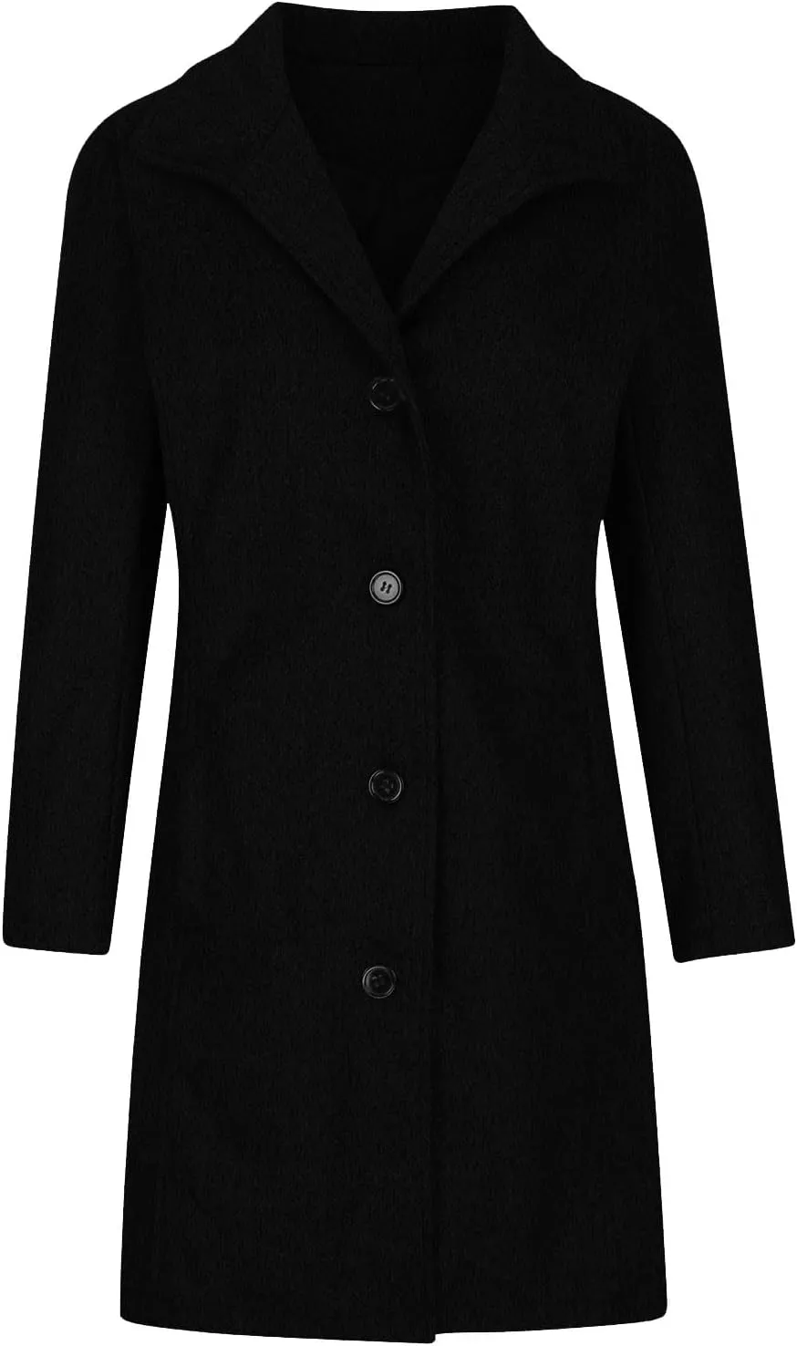 Trench Coat Women Winter Wool Pea Coat Stand Collar Single Breasted Jacket Casual Thicken Overcoat with Pockets