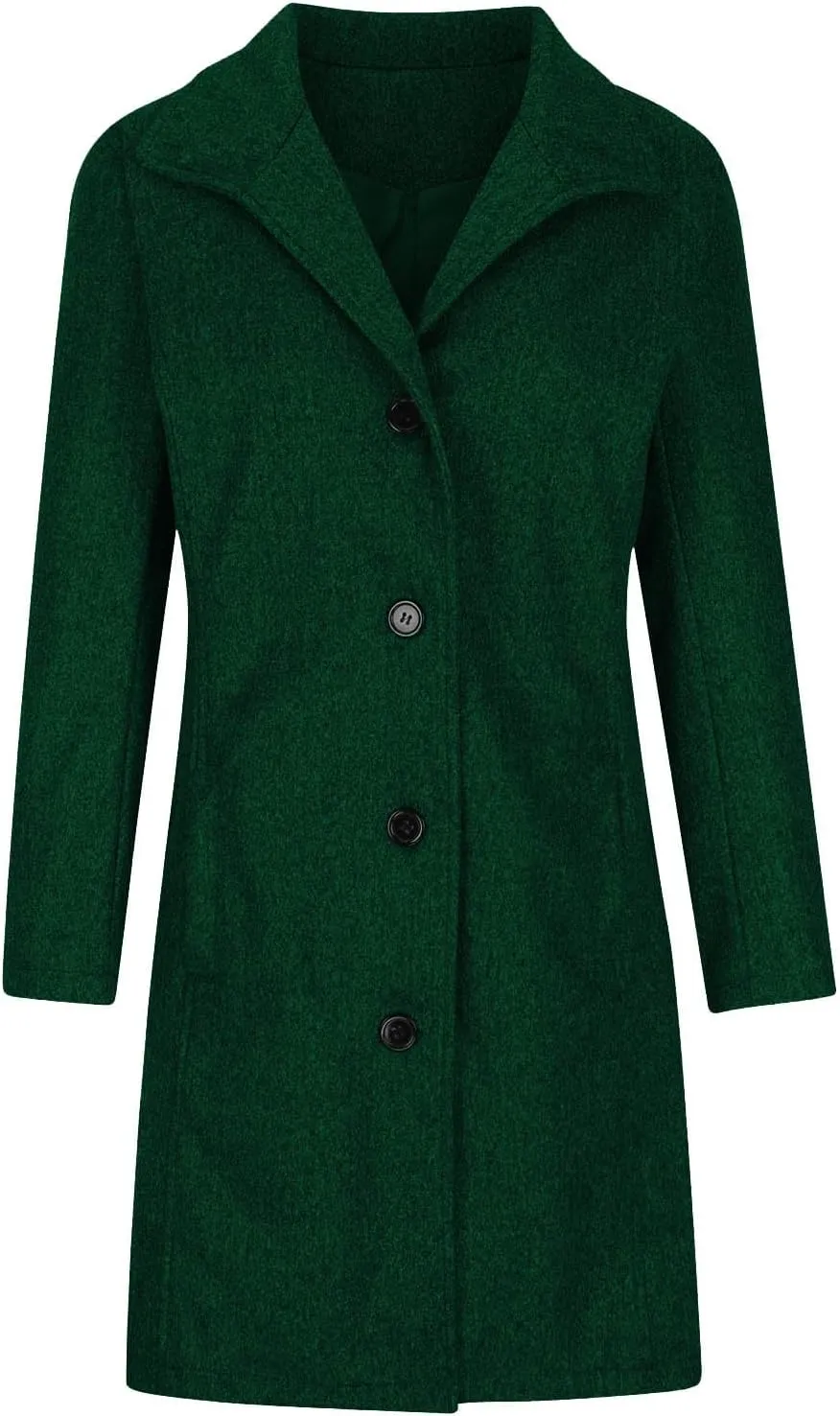 Trench Coat Women Winter Wool Pea Coat Stand Collar Single Breasted Jacket Casual Thicken Overcoat with Pockets