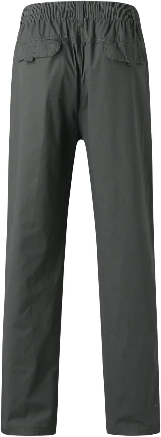 Trendy Solid Color Strech Chino Pants for Men Cotton Soft Lightweight Slim Fit Open Bottom High Waist Cargo Trousers