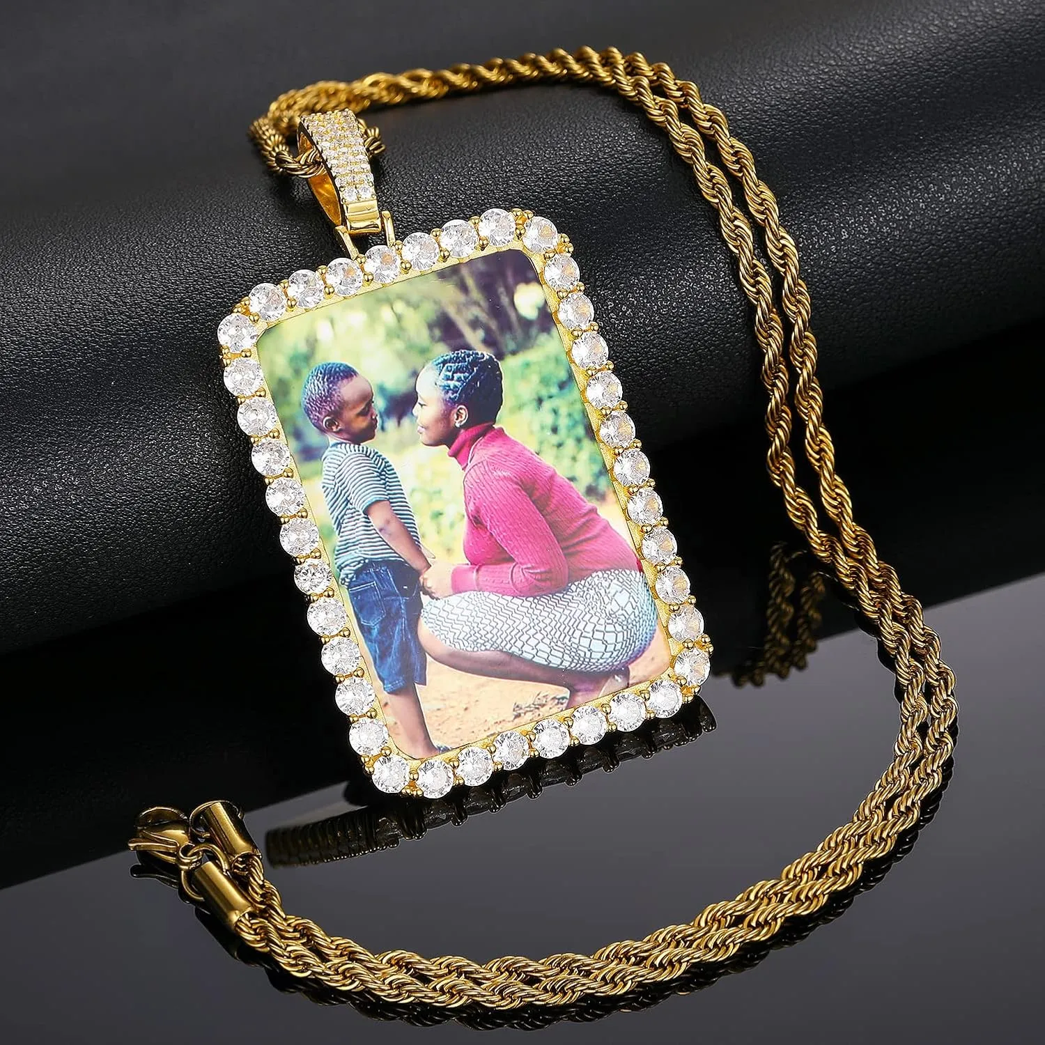TUHE Personalized Picture Pendant Necklace Custom Pendant Necklace Customized Memory Photo Pendants Picture Chains For Men Women