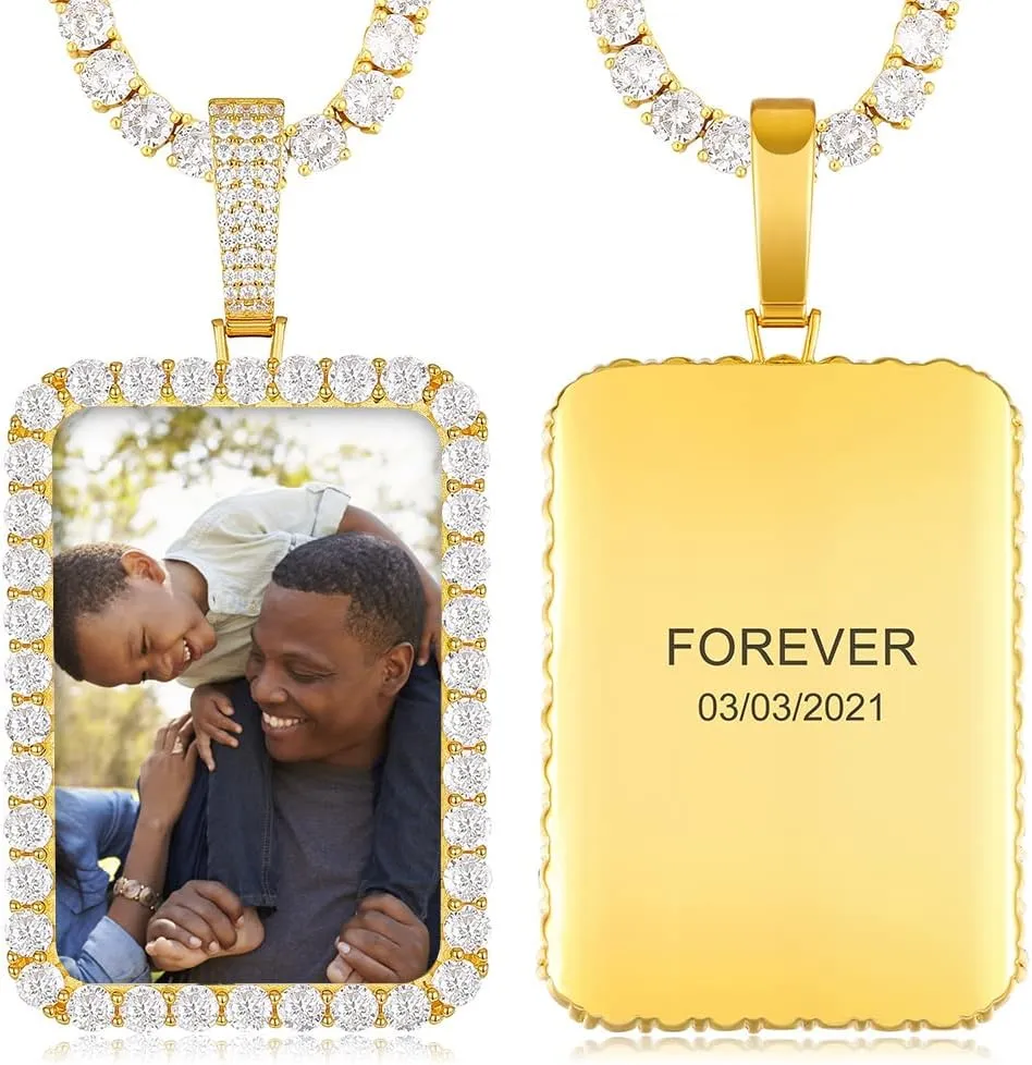 TUHE Personalized Picture Pendant Necklace Custom Pendant Necklace Customized Memory Photo Pendants Picture Chains For Men Women