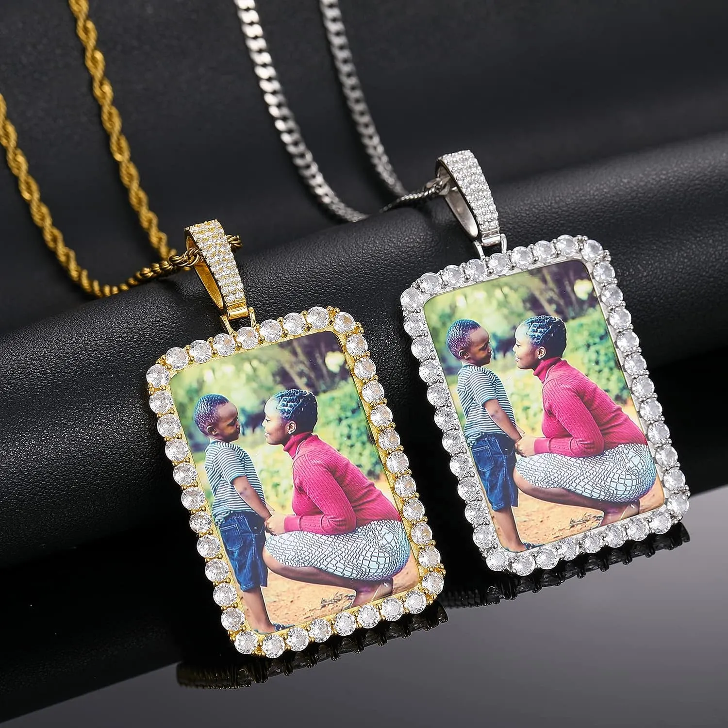 TUHE Personalized Picture Pendant Necklace Custom Pendant Necklace Customized Memory Photo Pendants Picture Chains For Men Women