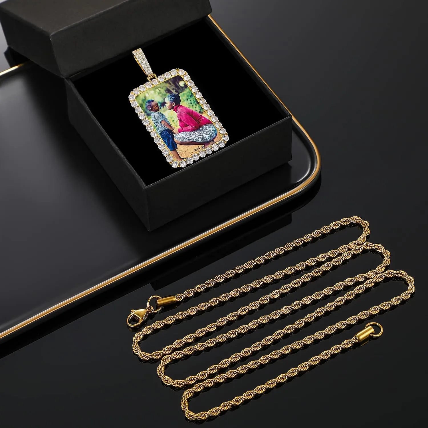TUHE Personalized Picture Pendant Necklace Custom Pendant Necklace Customized Memory Photo Pendants Picture Chains For Men Women