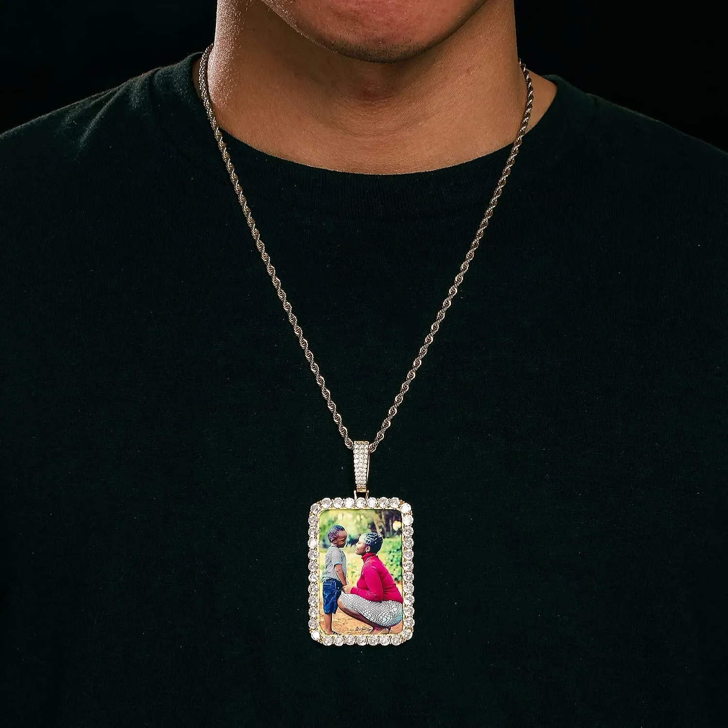 TUHE Personalized Picture Pendant Necklace Custom Pendant Necklace Customized Memory Photo Pendants Picture Chains For Men Women