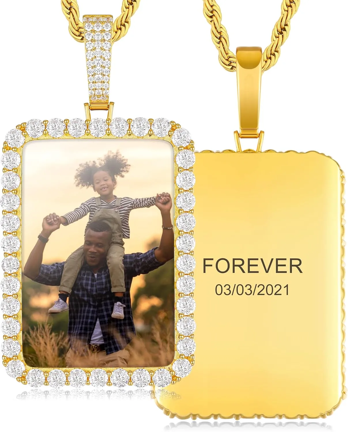 TUHE Personalized Picture Pendant Necklace Custom Pendant Necklace Customized Memory Photo Pendants Picture Chains For Men Women