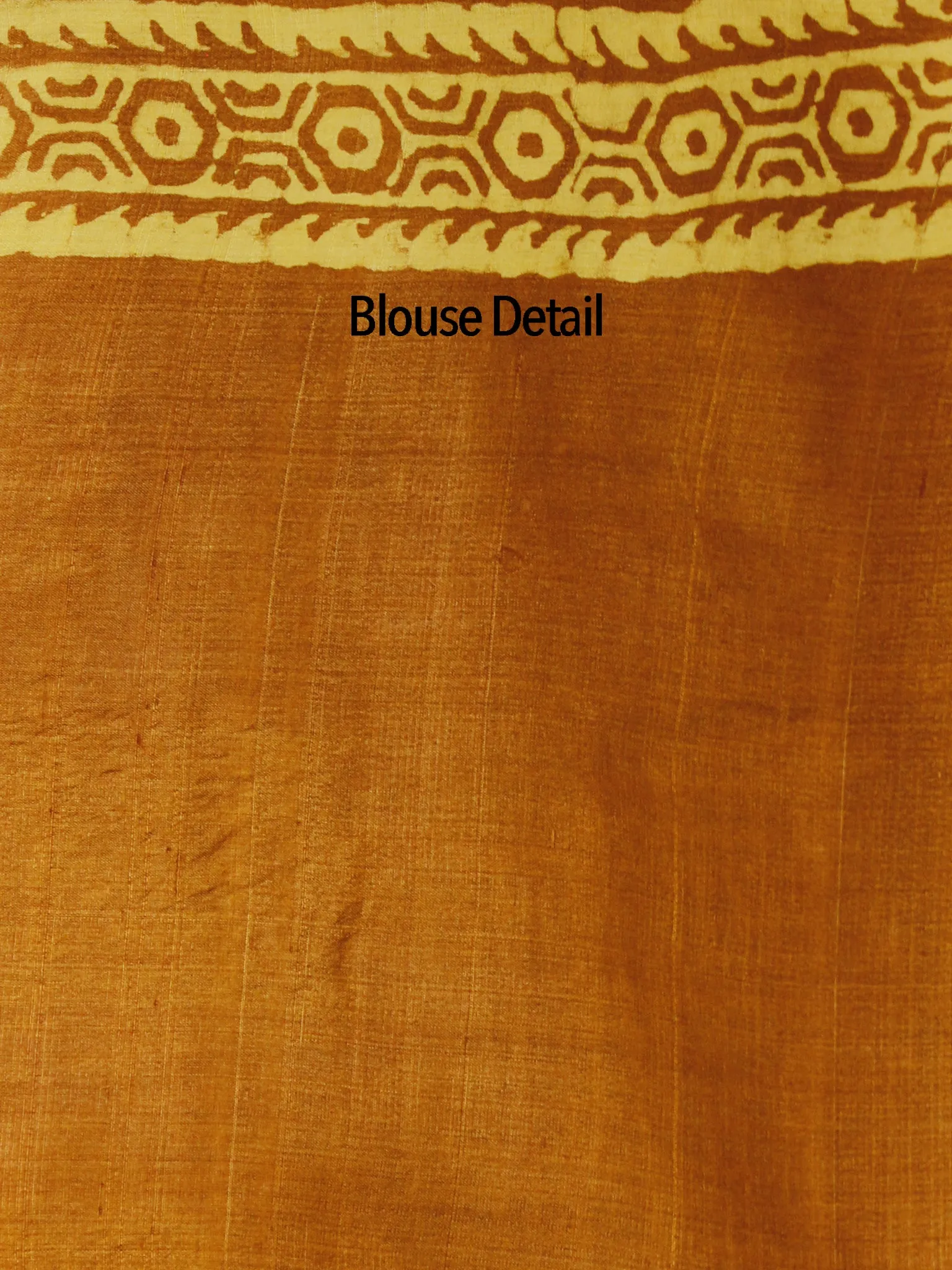 Tussar Handloom Silk Hand Block Printed Saree in Yellow Rust - S031702551