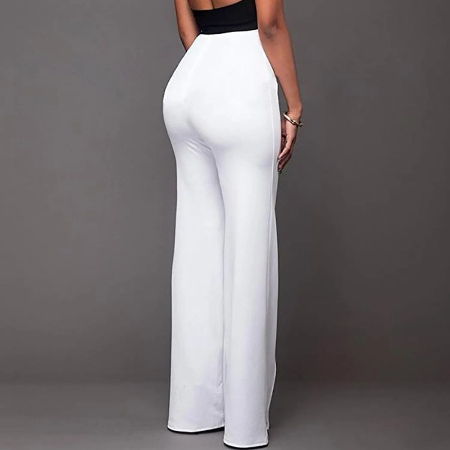 Uillui Dress Pants for Women Business Casual Straight Leg Trouser Dressy High Waist Button Wide Leg Bootleg Pant Work Slacks