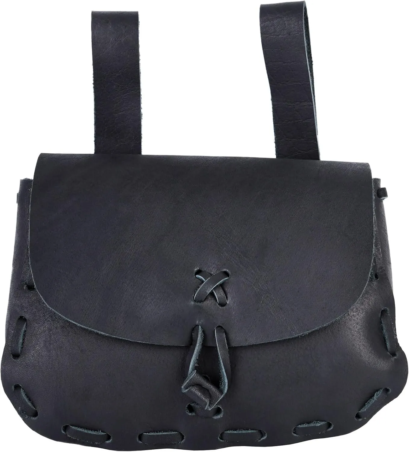Ulfberth - medieval belt bag made of real leather - fanny pack for men and women  for Viking reenactment, Medieval and Ren fair, LARP (Black)