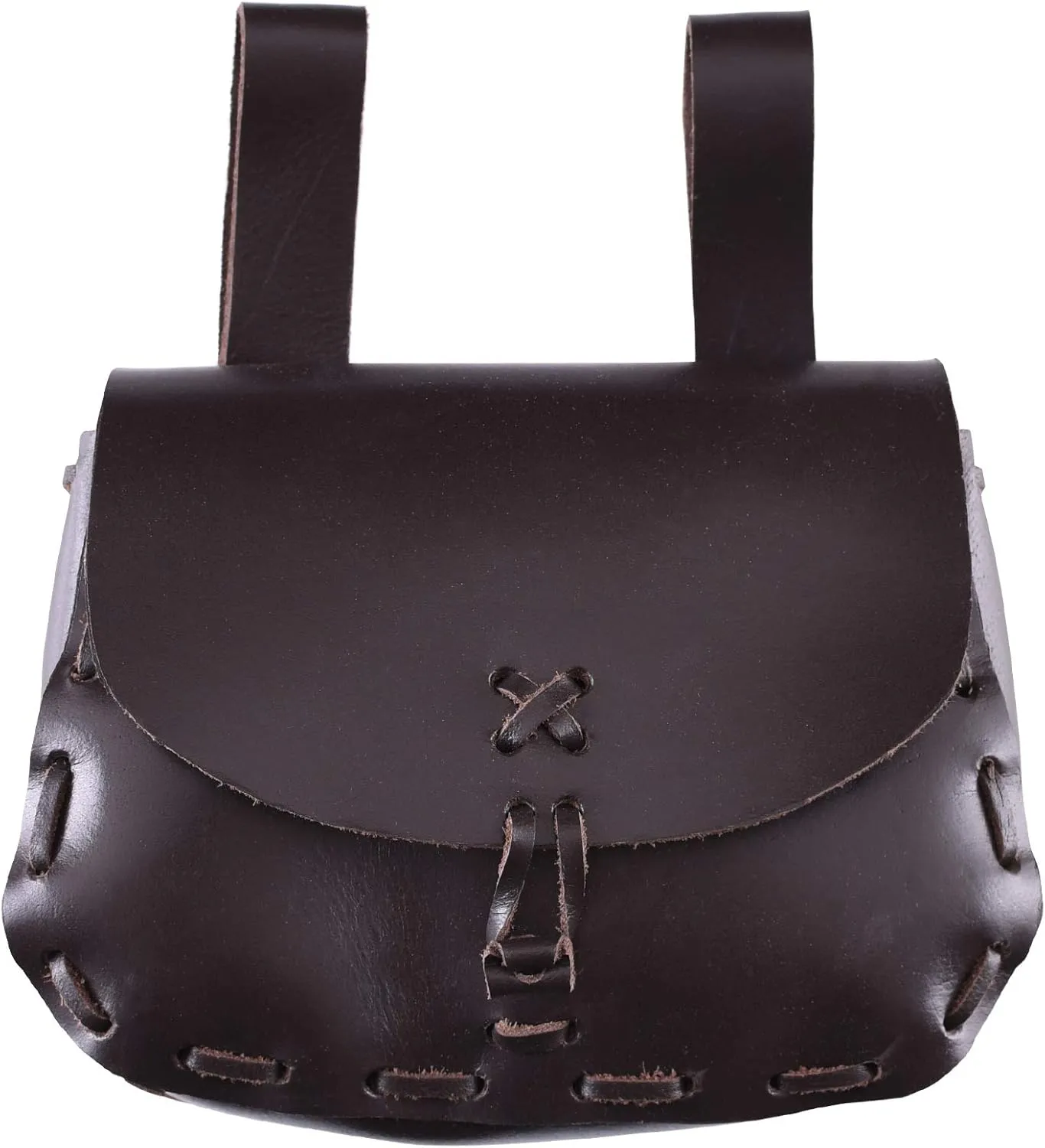Ulfberth - medieval belt bag made of real leather - fanny pack for men and women  for Viking reenactment, Medieval and Ren fair, LARP (Dark-brown)