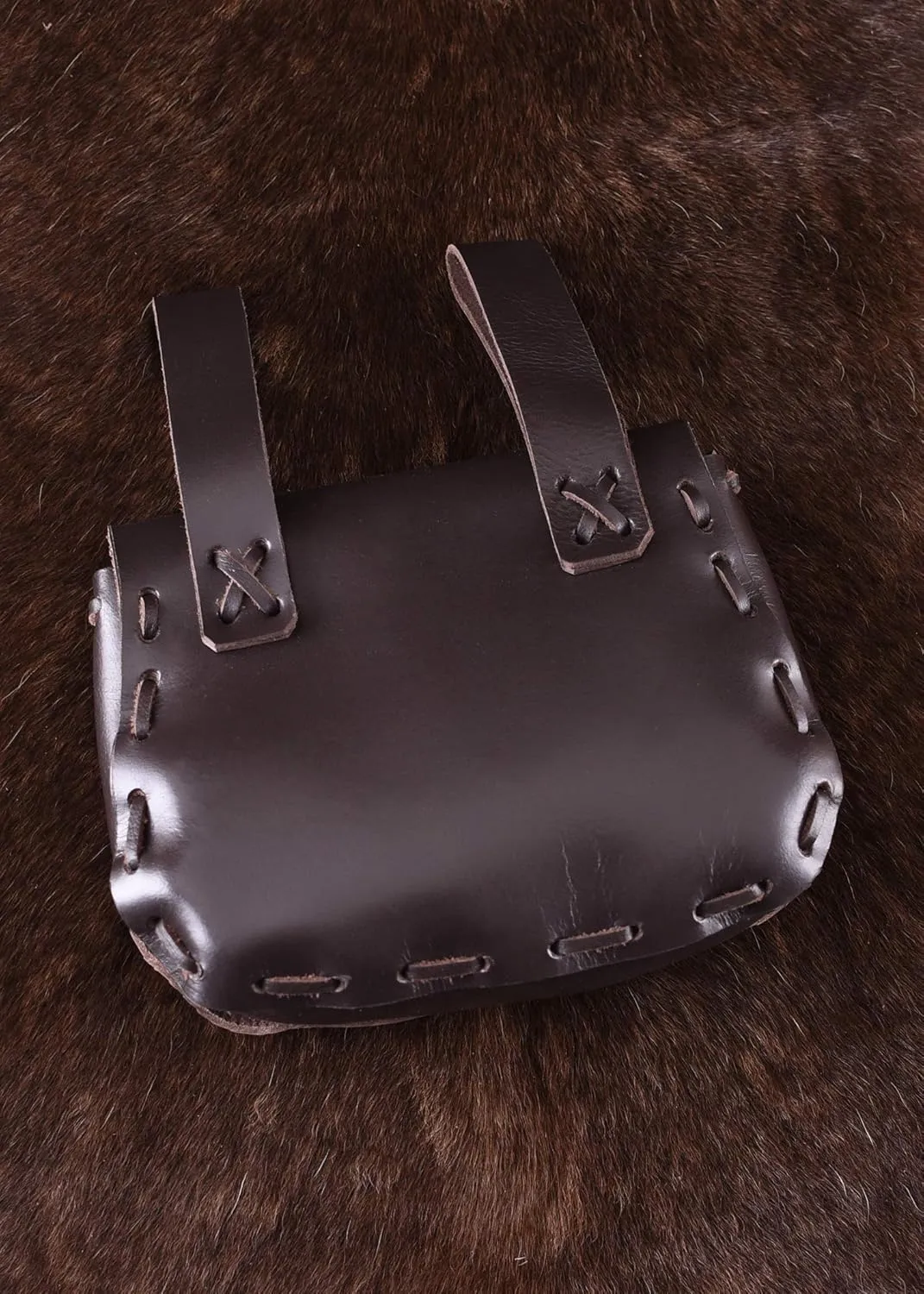 Ulfberth - medieval belt bag made of real leather - fanny pack for men and women  for Viking reenactment, Medieval and Ren fair, LARP (Dark-brown)