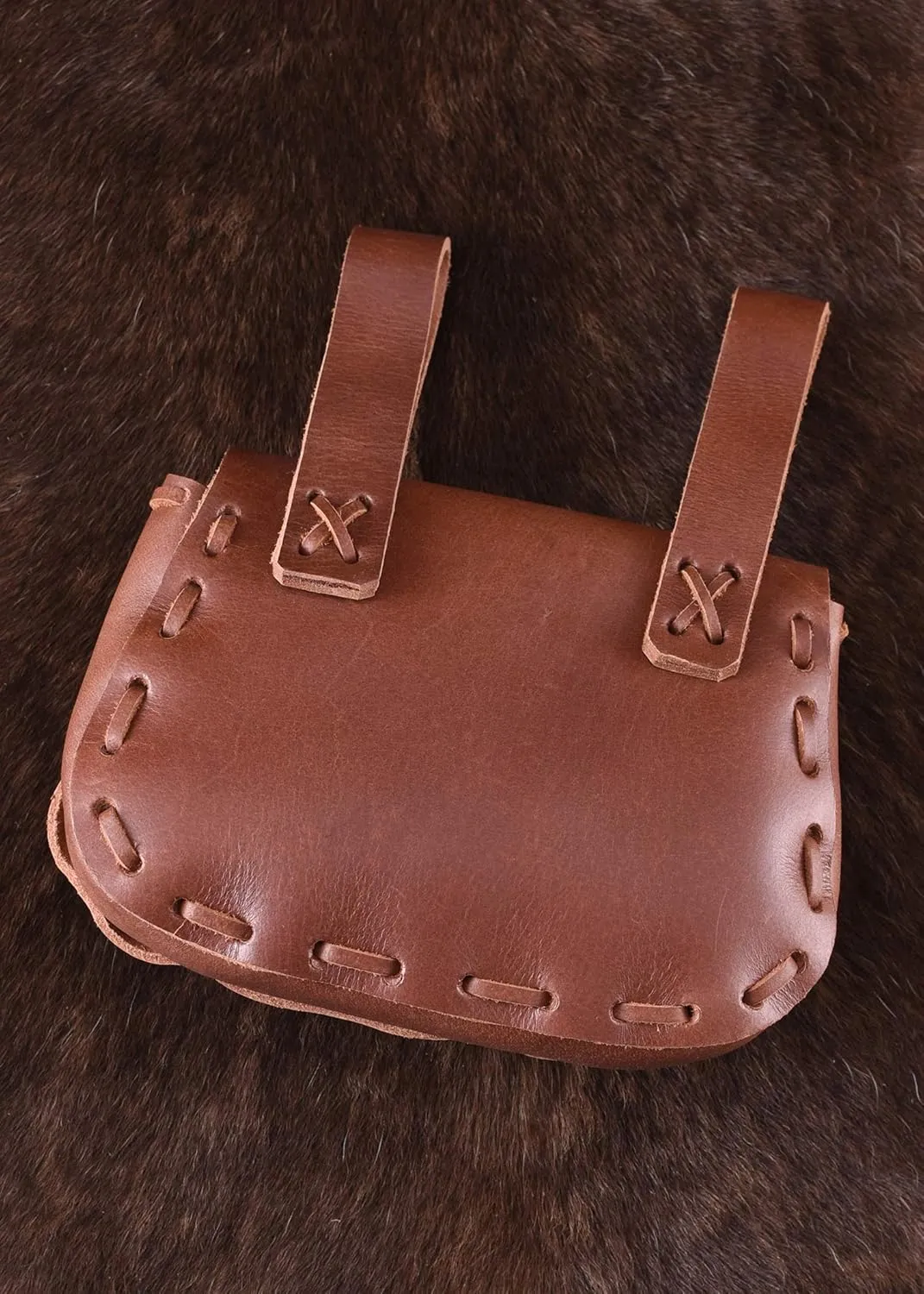 Ulfberth - medieval belt bag made of real leather - fanny pack for men and women  for Viking reenactment, Medieval and Ren fair, LARP (Light-brown)