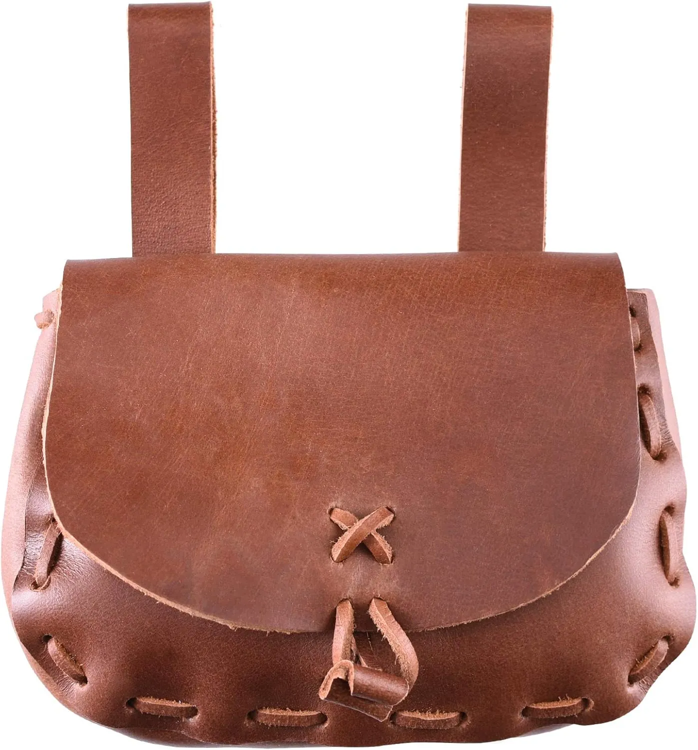 Ulfberth - medieval belt bag made of real leather - fanny pack for men and women  for Viking reenactment, Medieval and Ren fair, LARP (Light-brown)