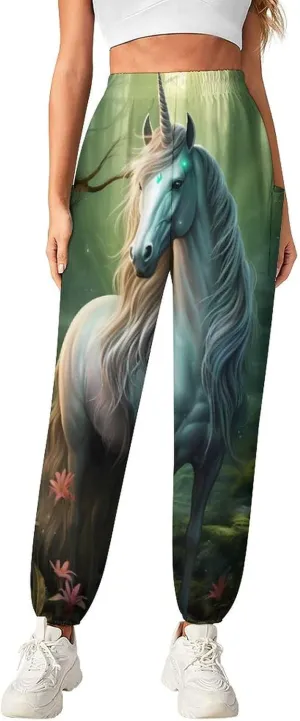 Unicorn Women's Harem Pants Lightweight Yoga Pants Beach Pants Dance Trousers with Pockets