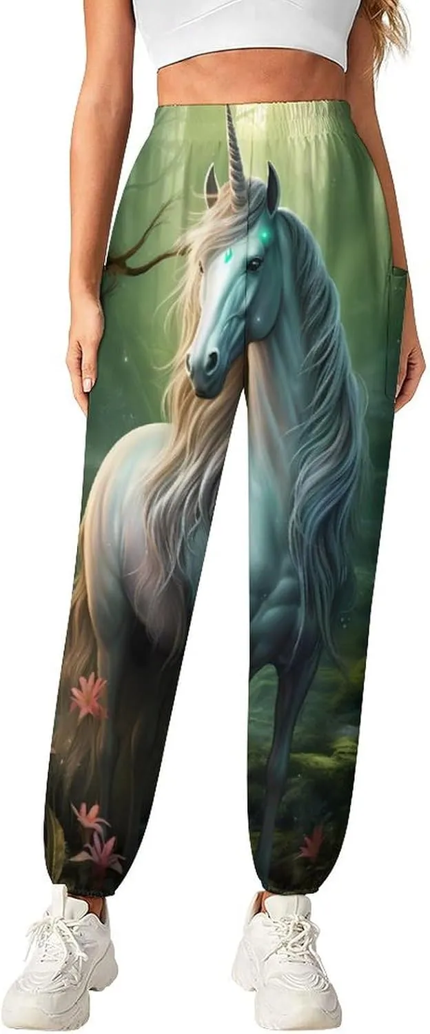 Unicorn Women's Harem Pants Lightweight Yoga Pants Beach Pants Dance Trousers with Pockets