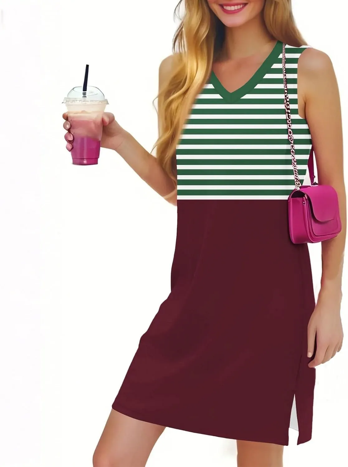 Vacation Dresses for Women 2025 Loose Summer Shift Sleeveless Sundresses Beach Coverup Floral/Striped/Bandana Print