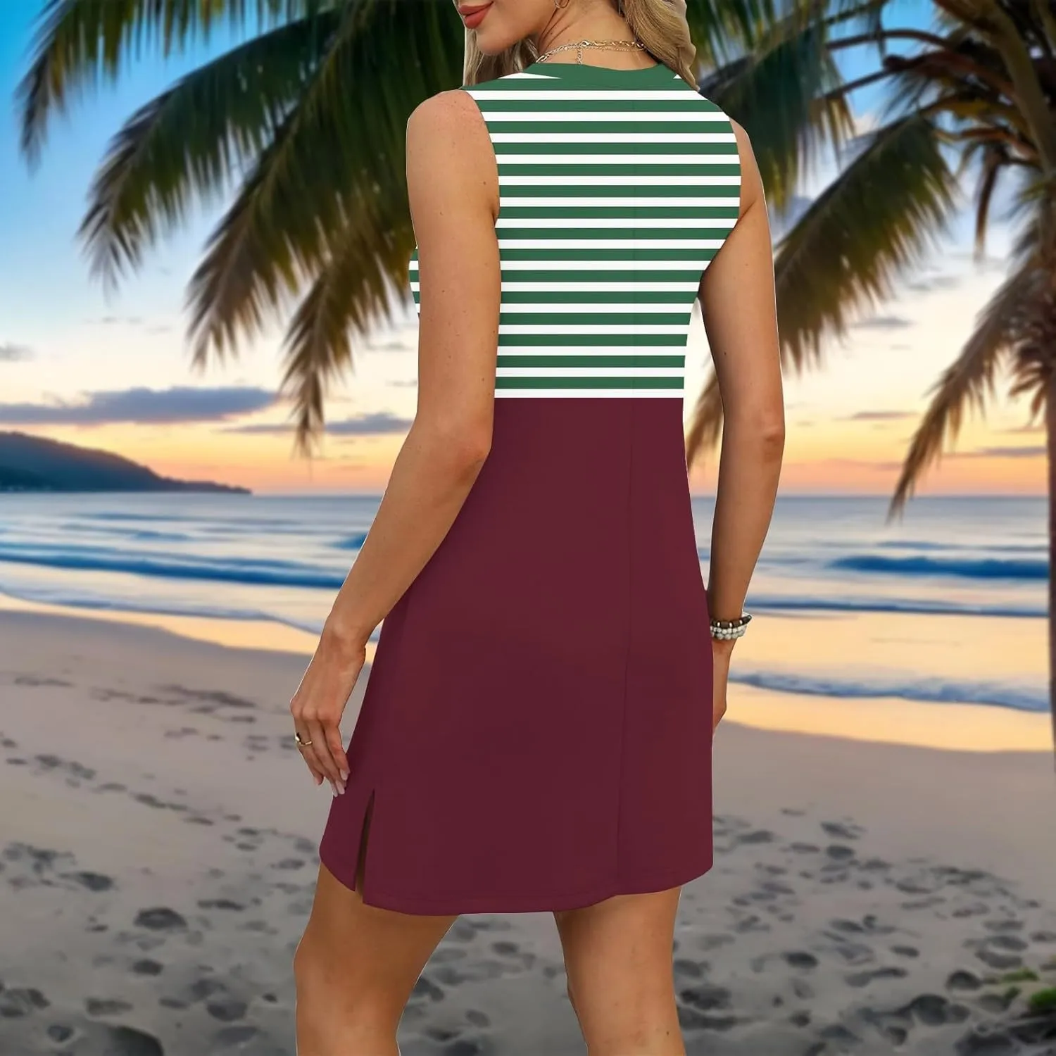 Vacation Dresses for Women 2025 Loose Summer Shift Sleeveless Sundresses Beach Coverup Floral/Striped/Bandana Print