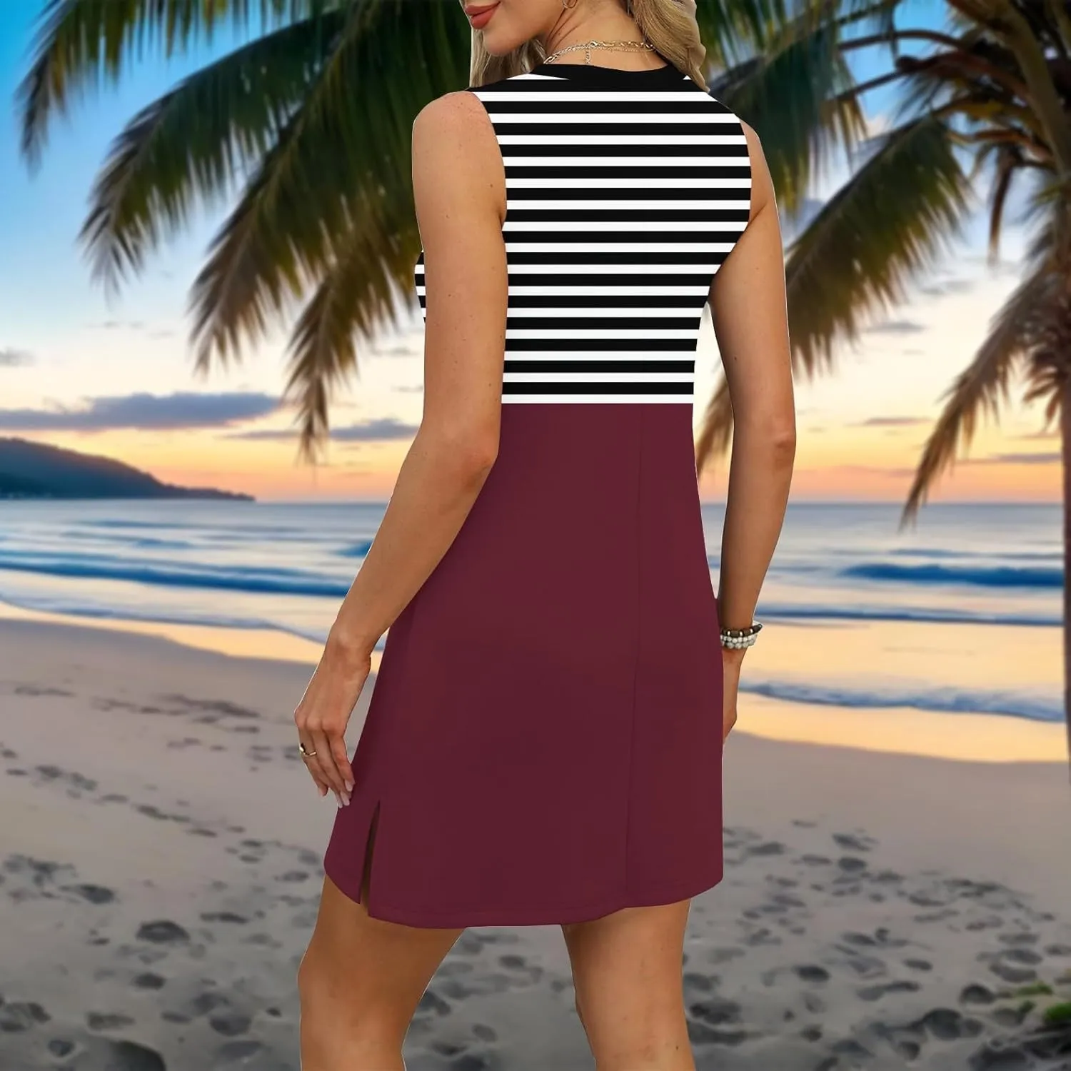 Vacation Dresses for Women 2025 Loose Summer Shift Sleeveless Sundresses Beach Coverup Floral/Striped/Bandana Print