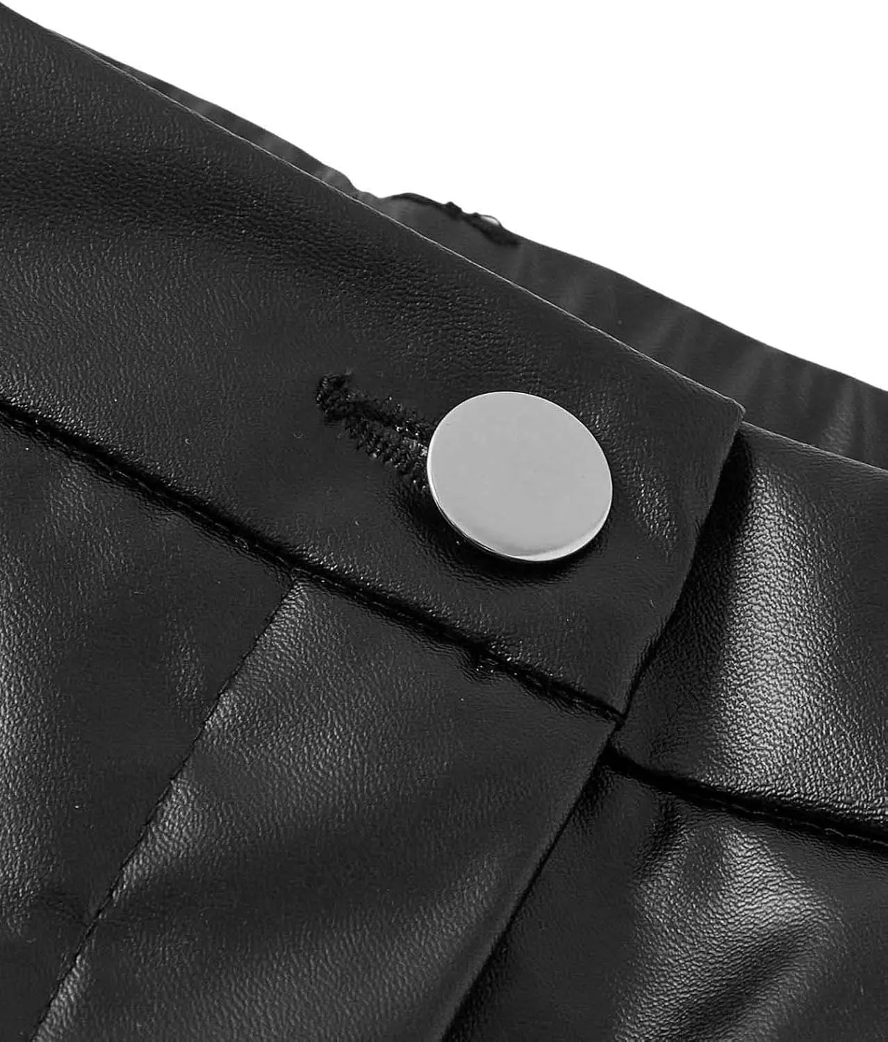 Verdusa Women's High Waist Leather Leggings Pocket Straight Wide Leg PU Pants