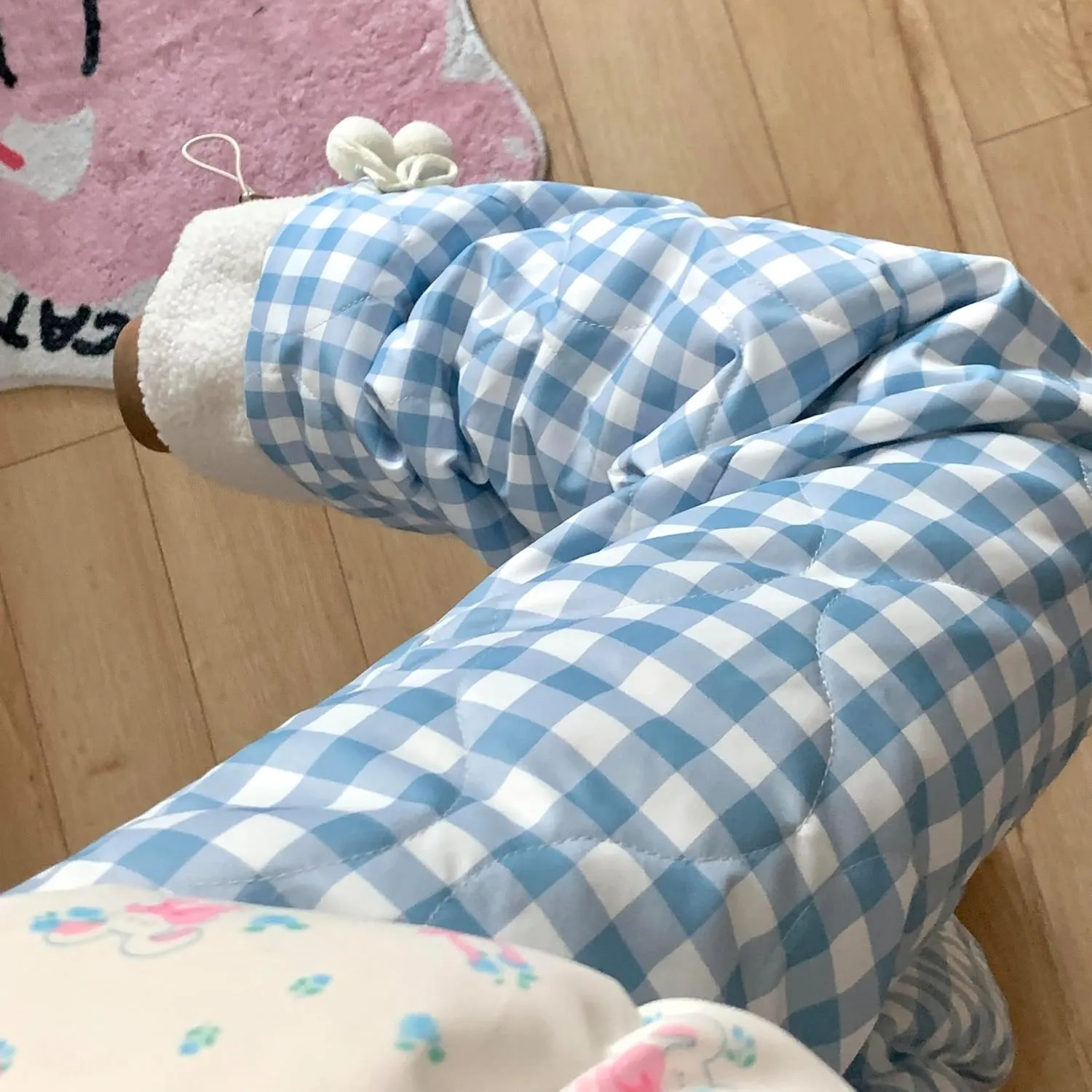 Vhitler Puffer Quilted Pants Fleece Pants Women High Waisted Wide Leg Pants Windbreaker Parachute Pants Sherpa Winter Pants