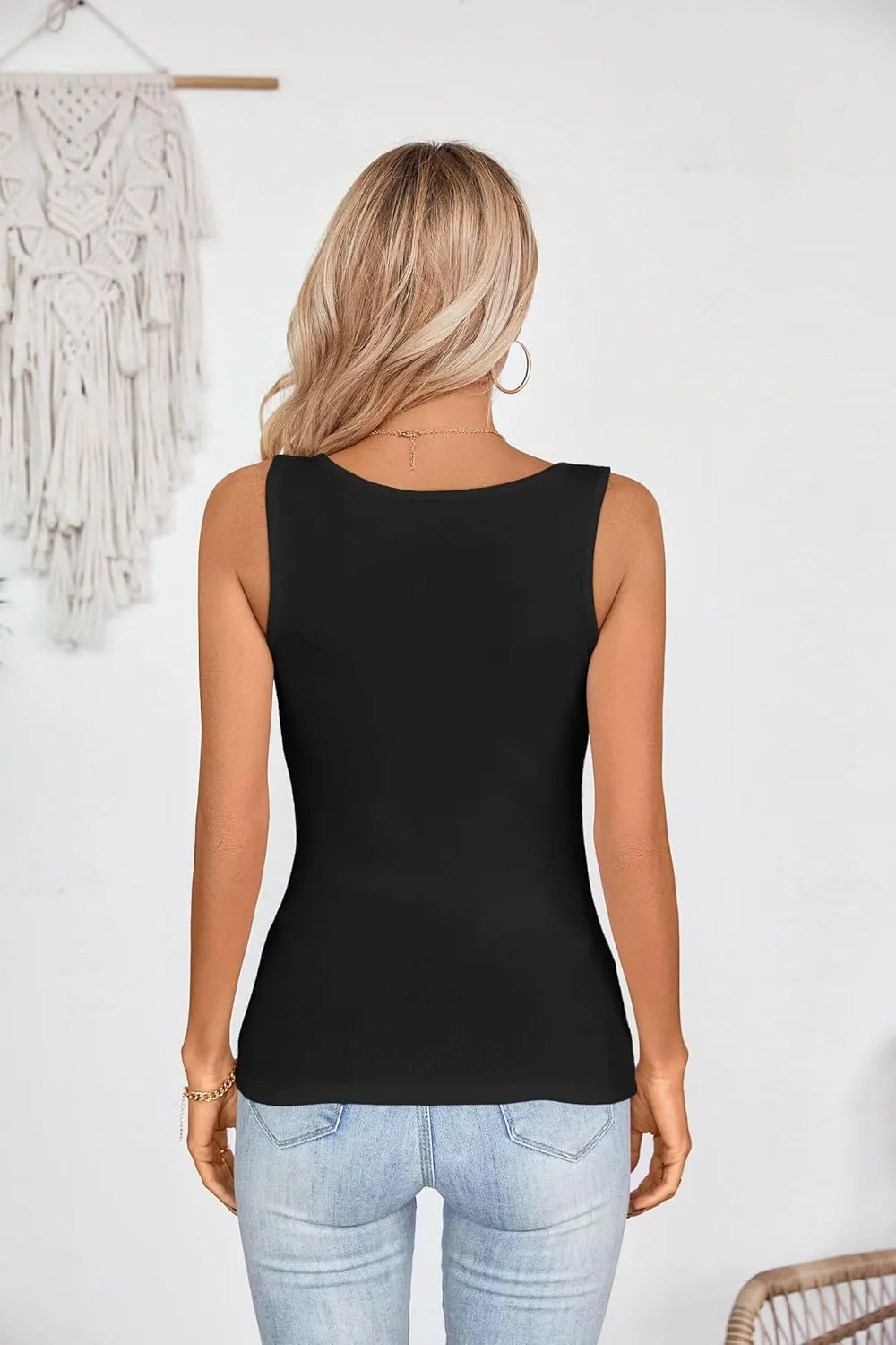 VICHYIE Womens Summer Cutout Tank Tops Sleeveless Shirts Ribbed Tanks Slim Fitted Y2K Sexy Basic Tee Shirt