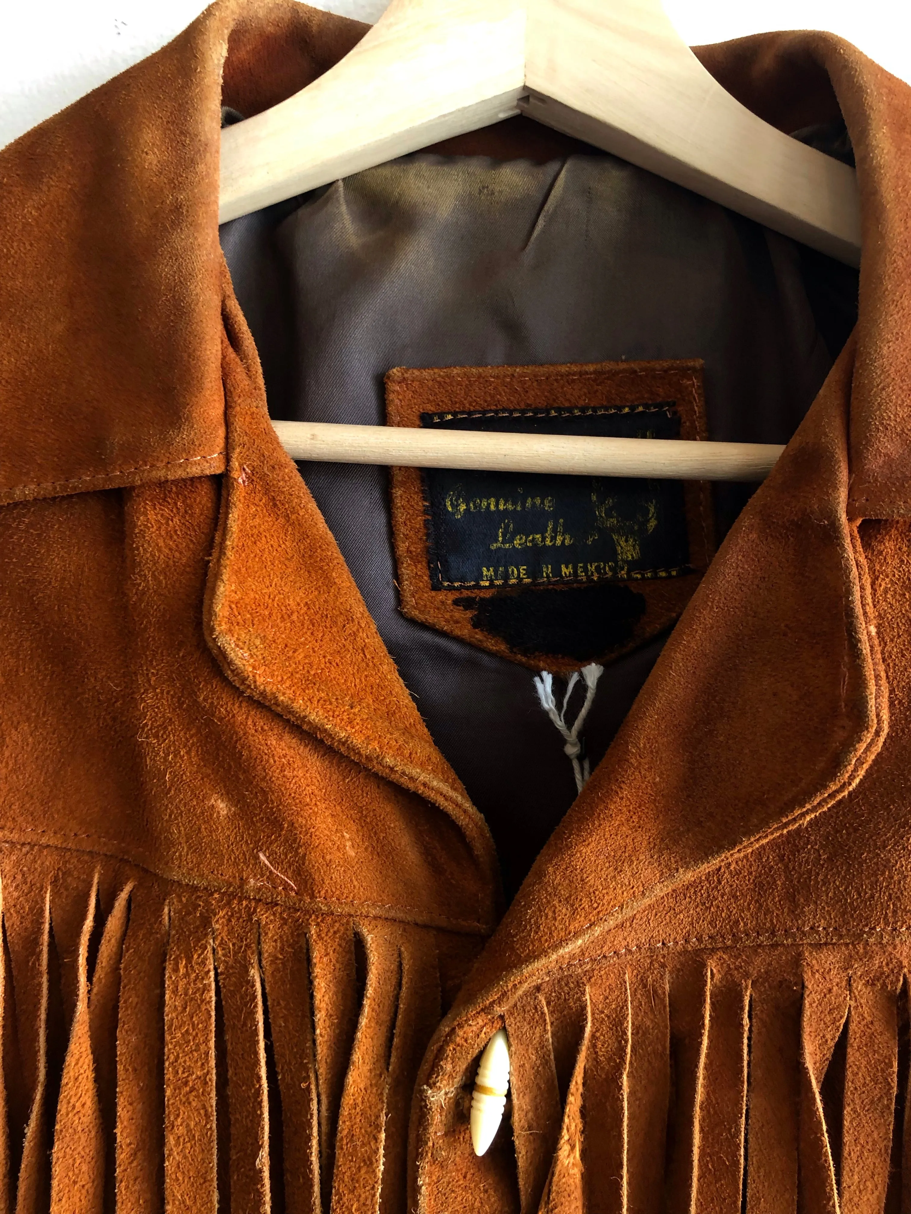 Vintage 1970s Burnt Orange Suede Fringe Jacket