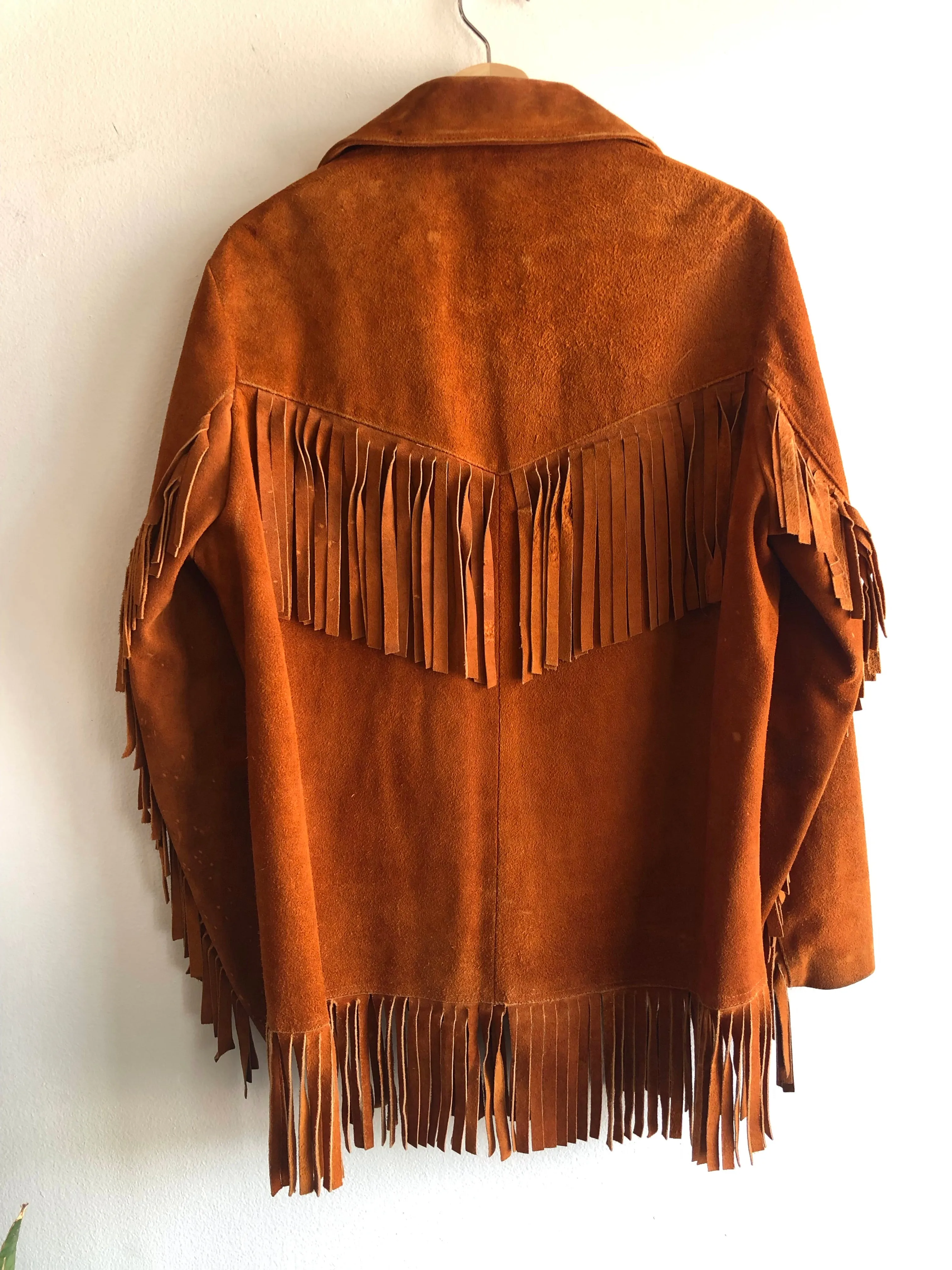 Vintage 1970s Burnt Orange Suede Fringe Jacket