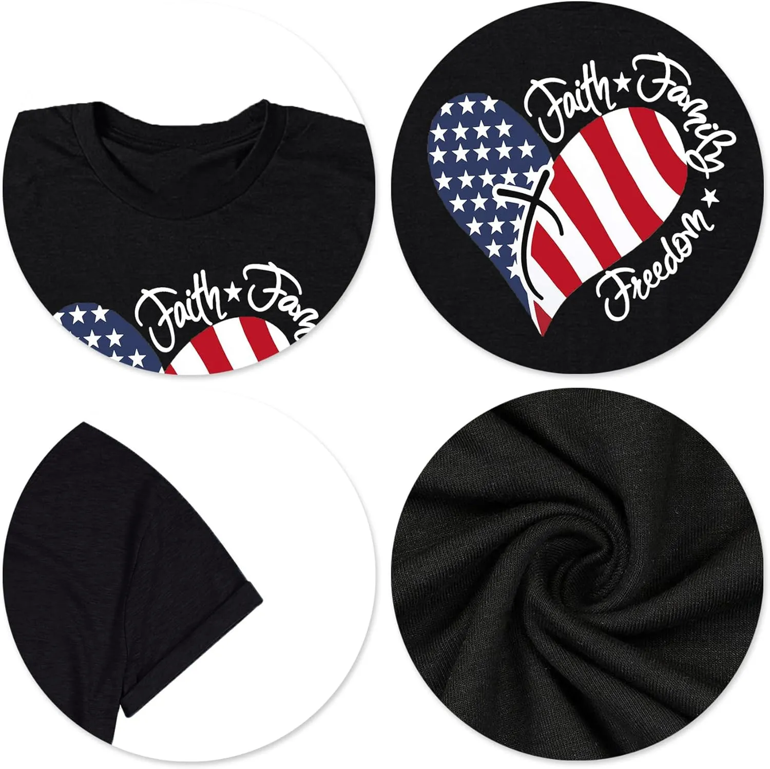 VVNTY American Flag Heart Shirt Women Patriotic T-Shirt 4th of July Graphic Tees Shirts USA Flag Star Stripe Tops
