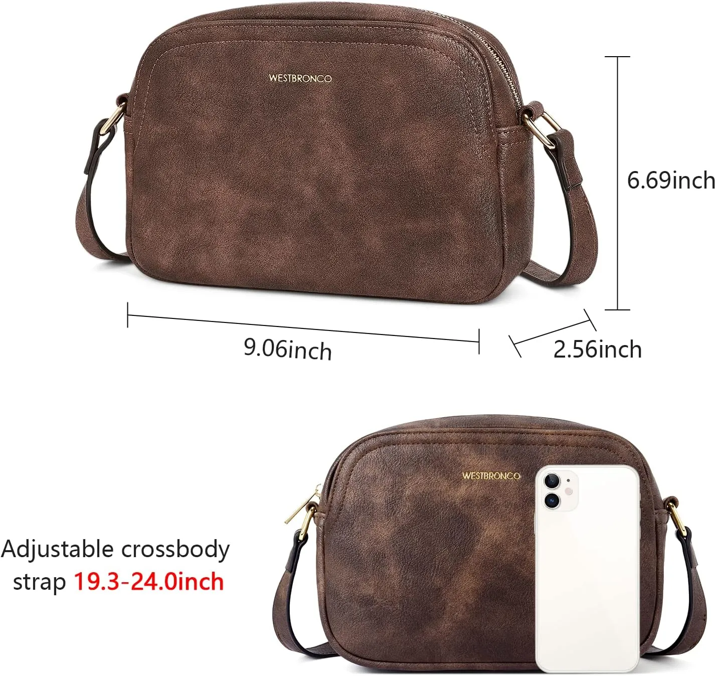 WESTBRONCO Crossbody Bag for Women Vegan Leather Wallet Purses Satchel Shoulder Bags Small Size