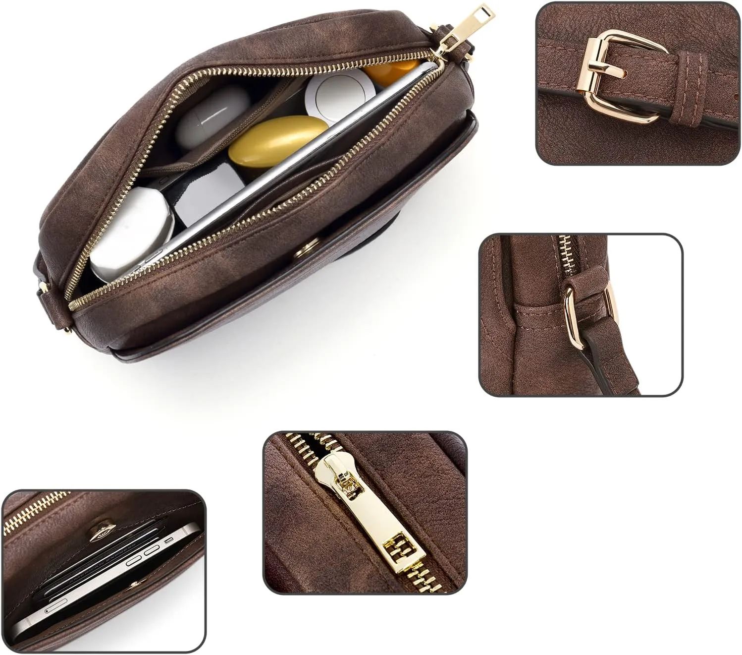 WESTBRONCO Crossbody Bag for Women Vegan Leather Wallet Purses Satchel Shoulder Bags Small Size