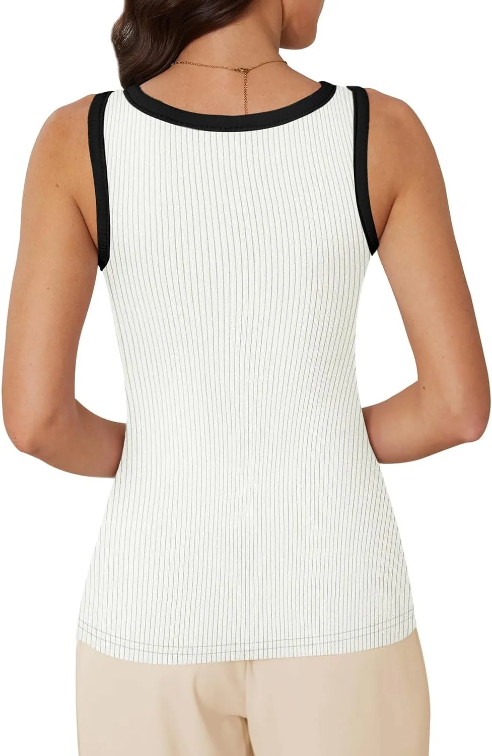 WIHOLL Womens Ribbed Tank Tops 2025 Summer Scoop Neck Slim Fitted Tops Casual Basic Knit Sleeveless Shirts