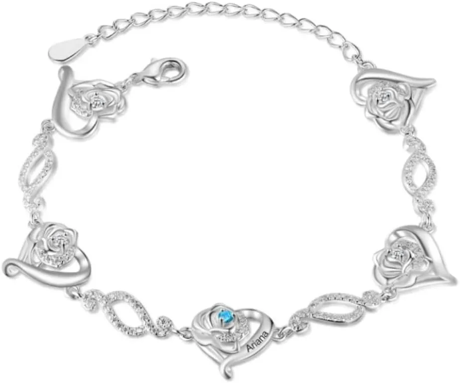WINNICACA Personalized Name Bracelet 925 Sterling Silver Custom Names Pendants Jewelry for Women Mom Sister Christmas Birthday Gift